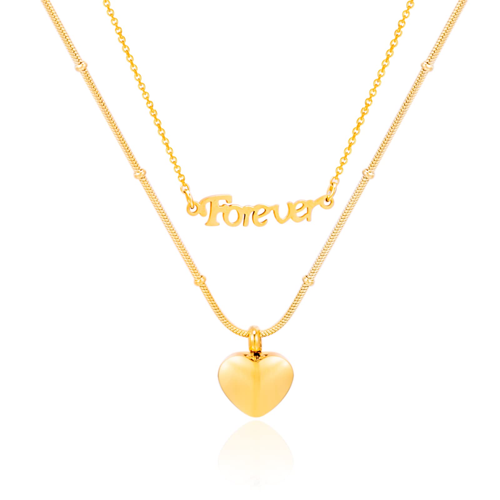 Forever Love Cremation Urn Necklace for Ashes - Memorial Jewelry Pendant for Women, Layered Choker Keepsake, Perfect for Honoring Loved Ones | Wear to Special Occasions & Memorial Services