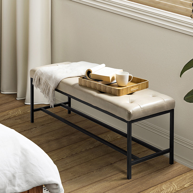 Johannes Upholstered Bench - Stylish Storage Ottoman with Tufted Cushion, Modern Entryway Bench for Bedroom, Living Room & Hallway - Perfect for Seating, Storage & Home Decor