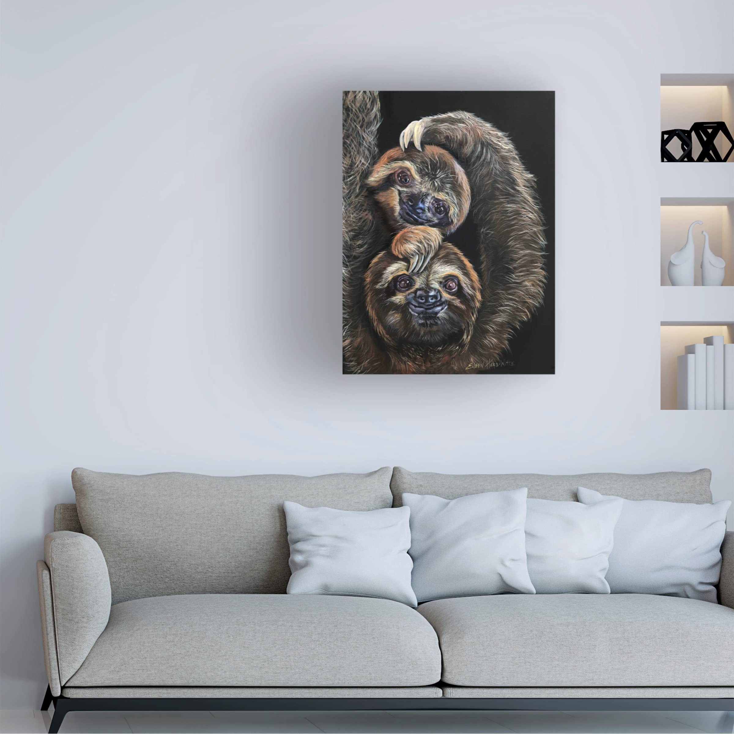 Happy Sloths Canvas Wall Art by Eileen Herb-Witte - Vibrant Animal Print for Living Room, Bedroom & Nursery Decor - Perfect Gift for Animal Lovers