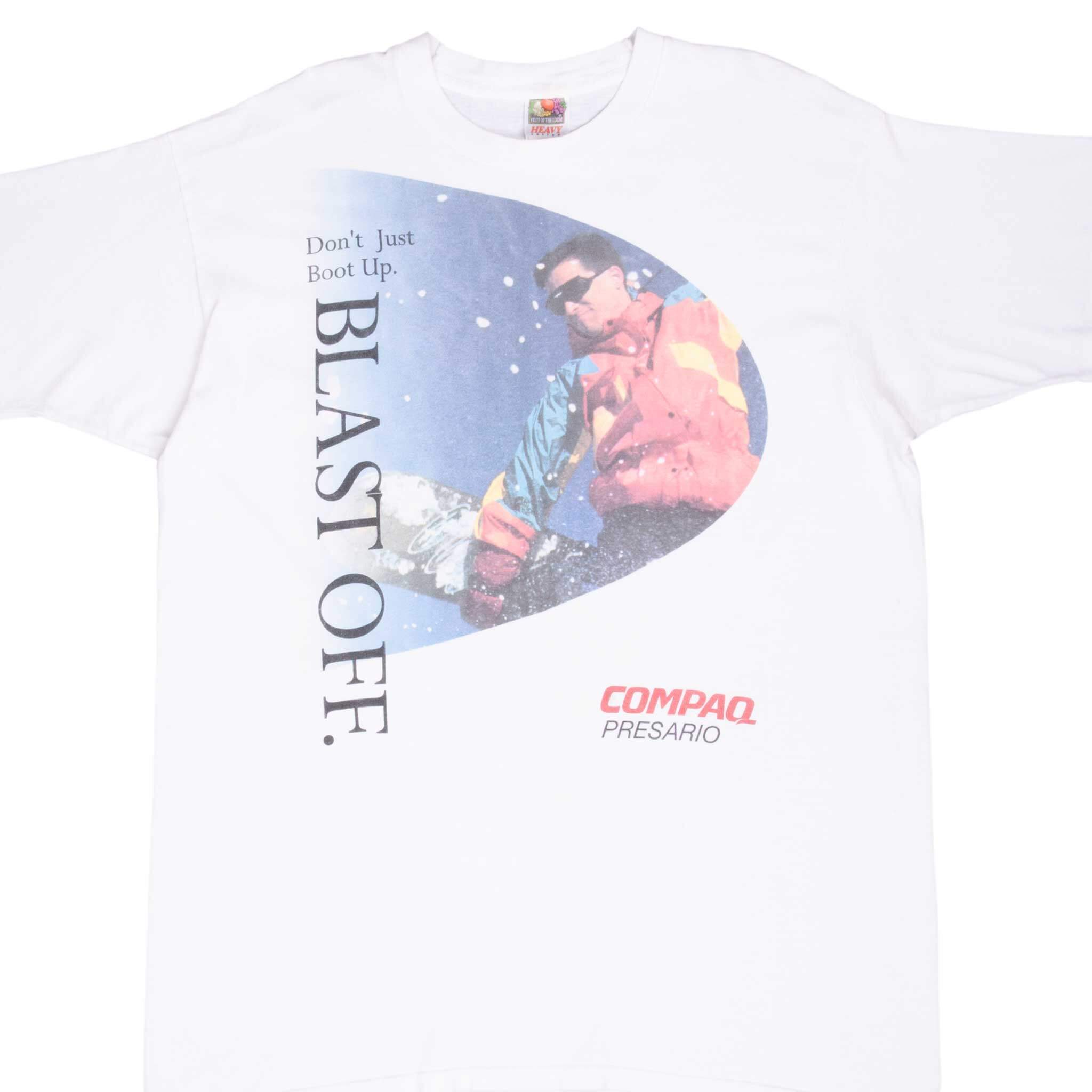 Vintage 1990s Compaq Presario Retro Computer Tee Shirt - XL Size, Made in USA - Perfect for Tech Enthusiasts & Retro Fashion Lovers