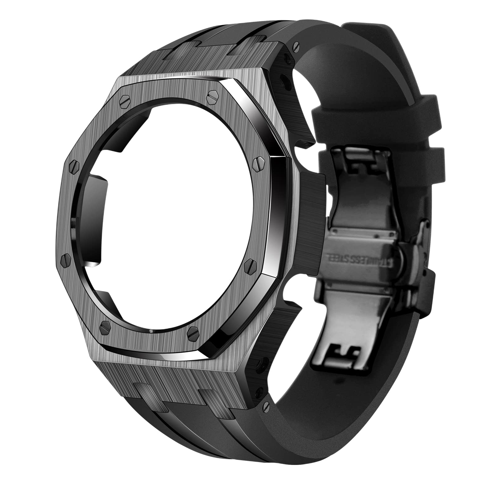 3rd Gen Casioak MOD Kit for GA2100 GAB2100 GA-2100 GA-2110 - Stainless Steel 316L Metal Watch Case with Fluororubber Strap - Watch Conversion Accessories for Outdoor, Sports & Everyday Wear