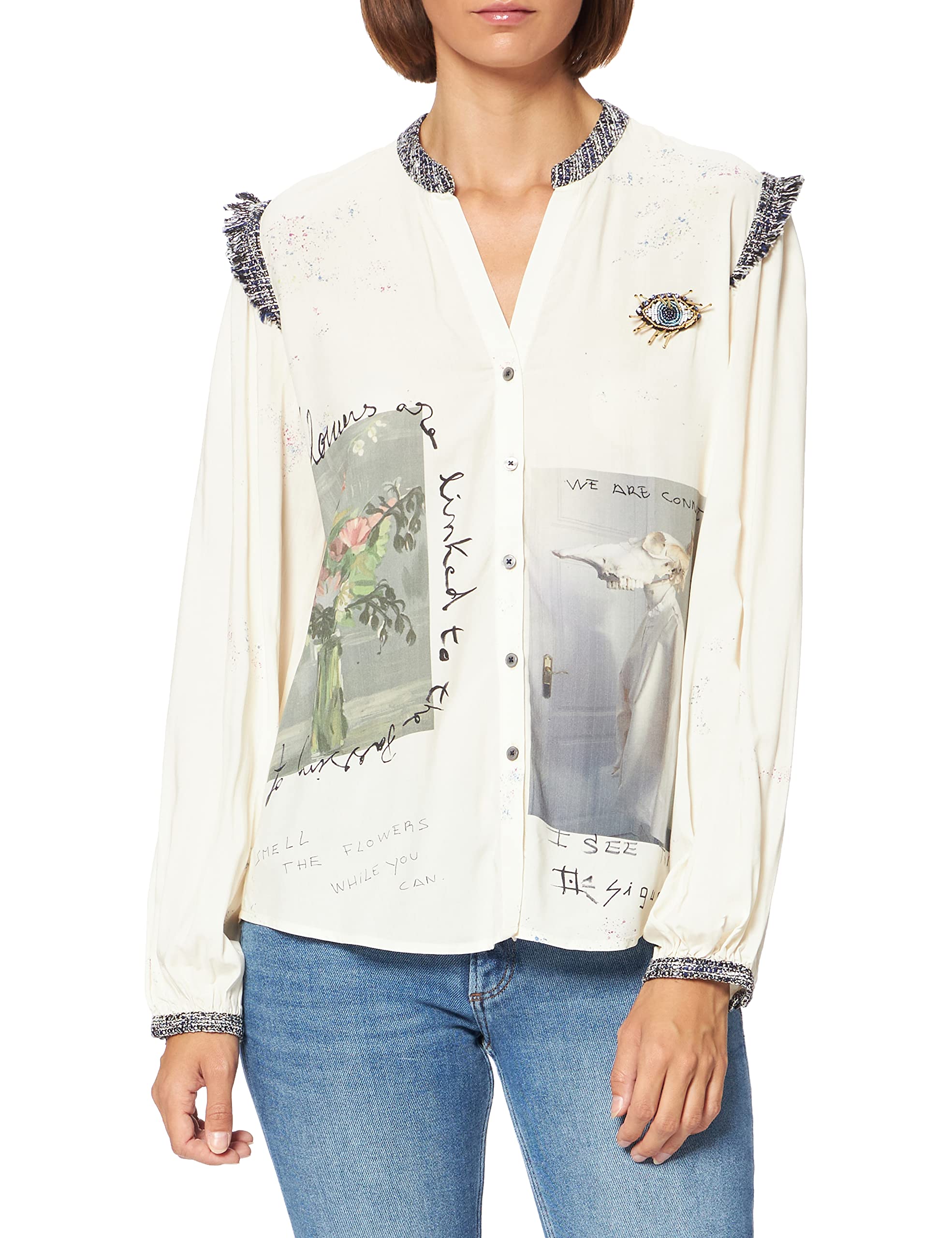 Desigual Women's Long Sleeve Woven Shirt - Stylish Casual Blouse for Work, Office & Everyday Wear