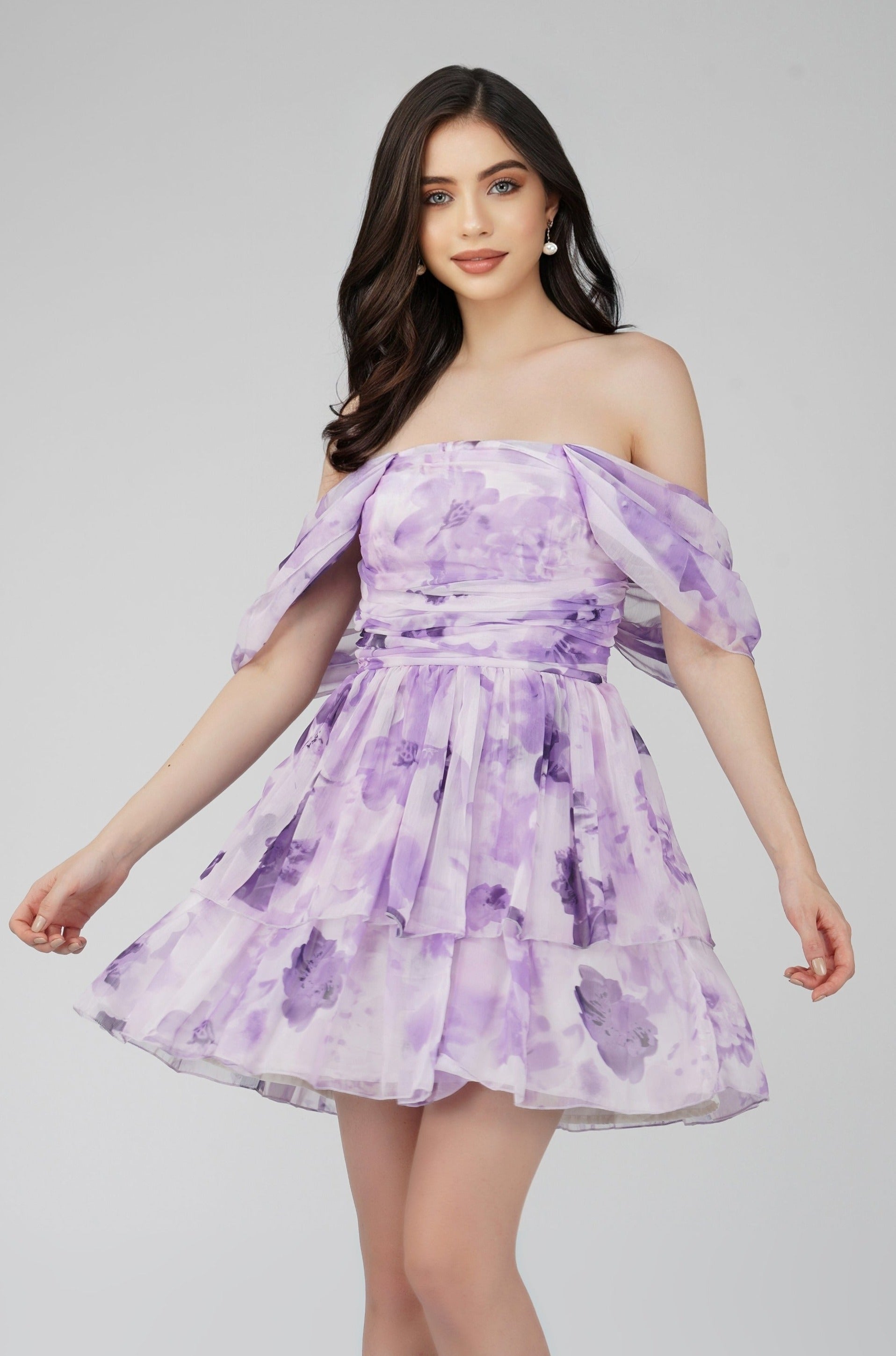 Lavender Sydney Chiffon Mini Dress - Elegant Summer Party Cocktail Dress for Women, Perfect for Weddings, Dates & Night Out