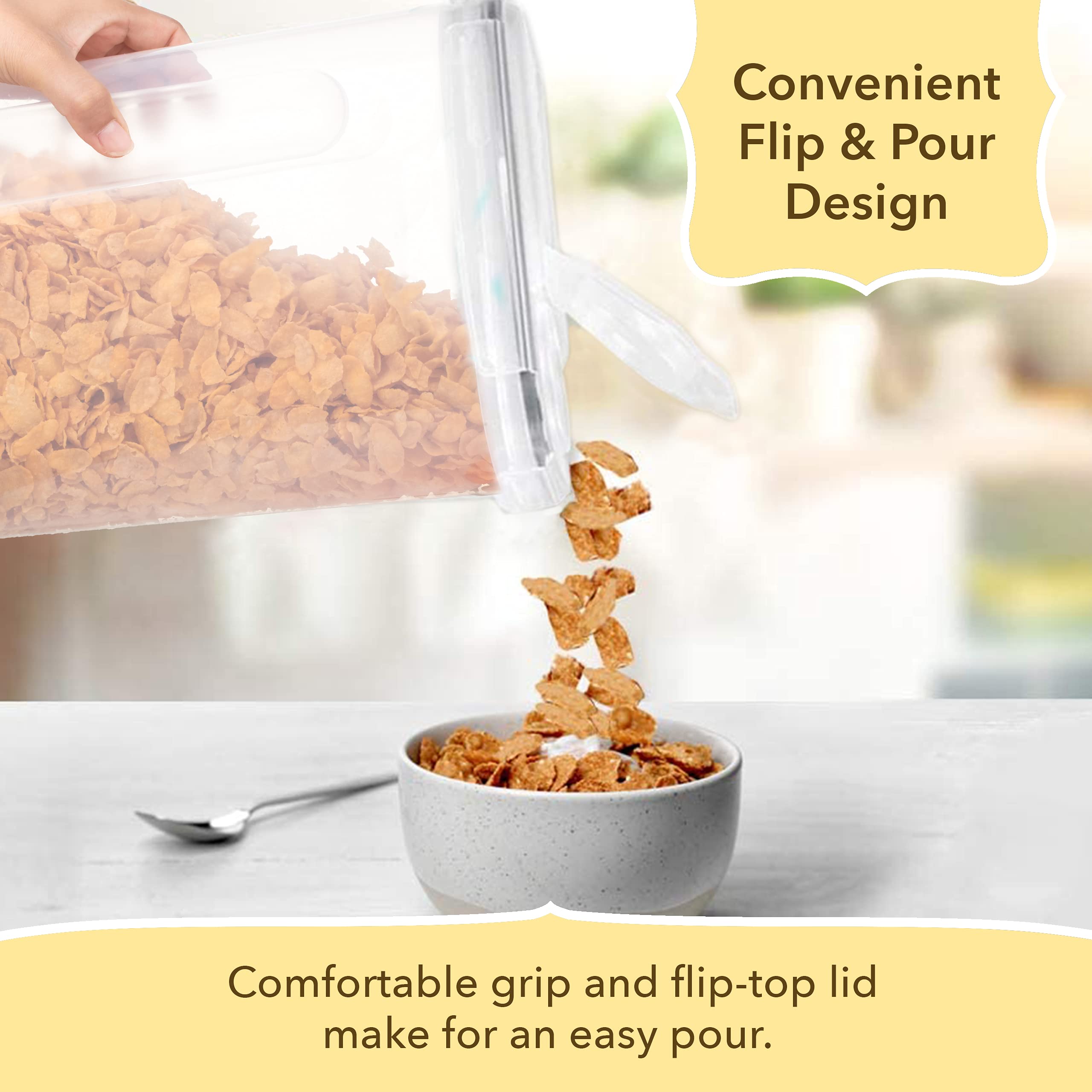 Simply Gourmet Cereal Storage Containers Set - 3 Airtight Food Canisters with Lids for Kitchen Pantry Organization | Perfect for Cereal, Flour, Sugar, Pasta & Dry Food Storage