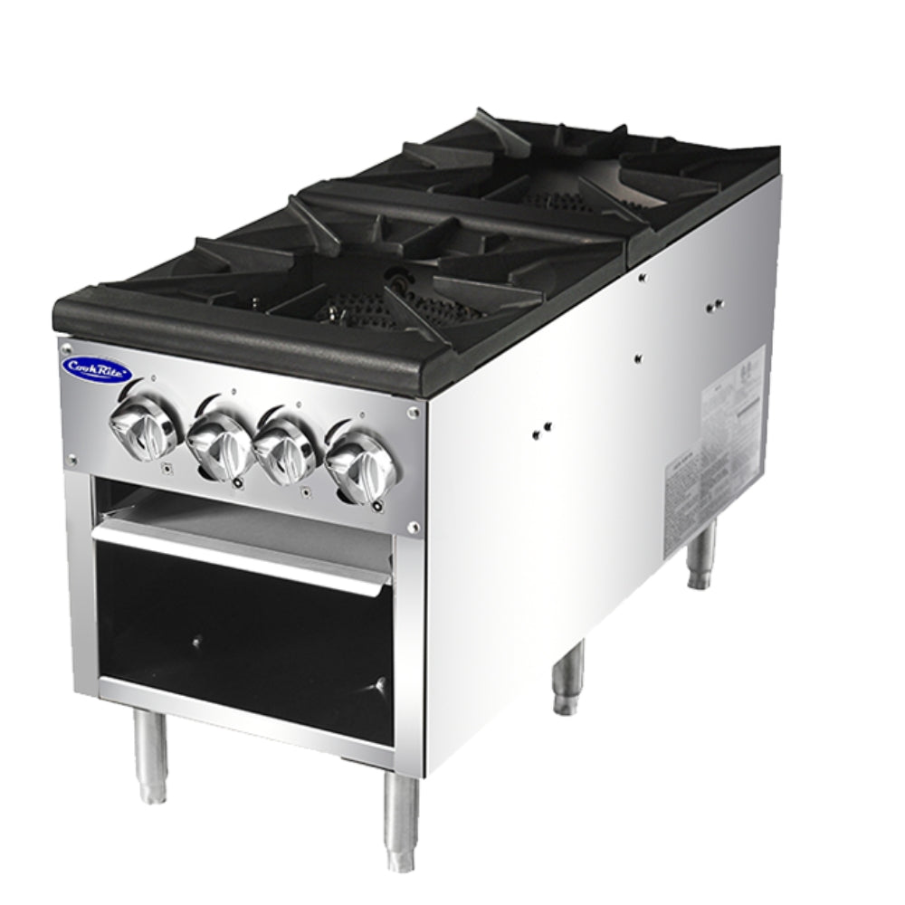 Atosa Commercial 2 Burner Stock Pot Range - 160,000 BTU Natural Gas Stove for Restaurants & Catering | Heavy-Duty Cooking for Soups, Stews & Large Batch Food Preparation
