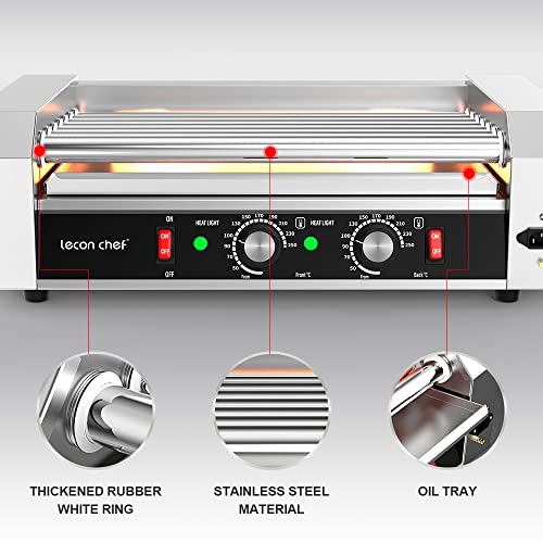 Commercial Grade Stainless Steel Electric Hot Dog Roller Machine - 24 Hot Dog 7 Roller Grill Cooker with LED Lights, 1200 Watts - Perfect for Restaurants, Convenience Stores, and Food Trucks