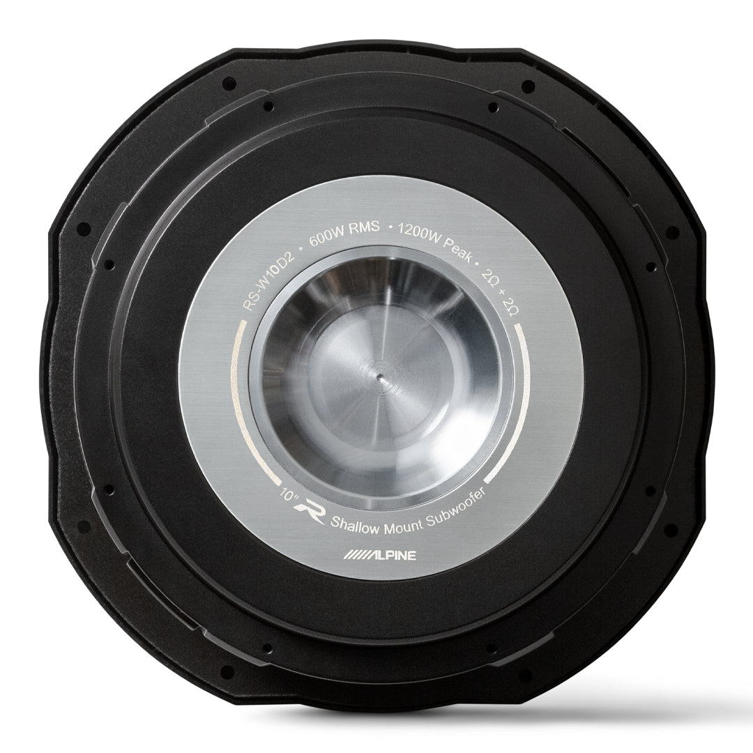 Alpine RS W10D2 R Series 10-Inch Dual 2 Ohm Voice Coil Shallow Car Subwoofer - 600W RMS Power for Deep Bass - Perfect for Trucks, SUVs & Custom Car Audio Systems