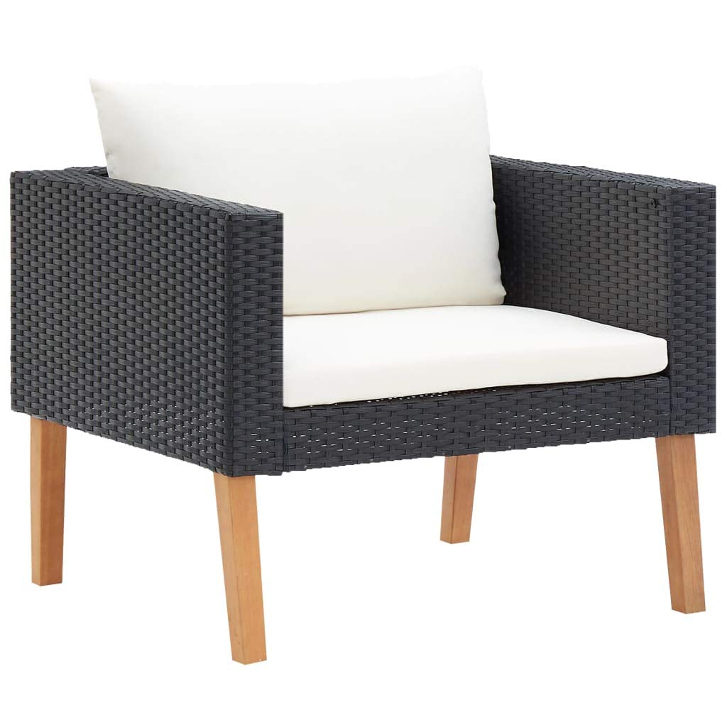Black Poly Rattan Outdoor Sofa with Cushions - Patio Furniture for Backyard, Porch, Balcony - Durable Indoor & Outdoor Seating - Perfect for Lounging, Entertaining, and Relaxing in Your Outdoor Space