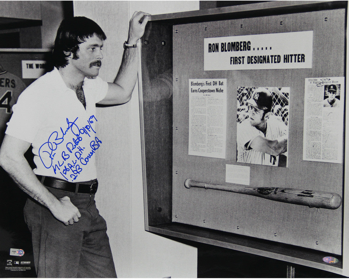 Ron Blomberg MLB First Designated Hitter Commemorative 16x20 Black & White Photo - .293 Career BA Inscription & MLB Debut Certificate (MLB Authenticated) - Perfect for Baseball Memorabilia Collections, Sports Man Cave Decor, and Yankees Fan Gifts