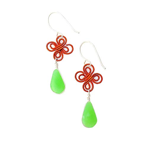 Copper Filigree & Teardrop Chrysoprase Stones
