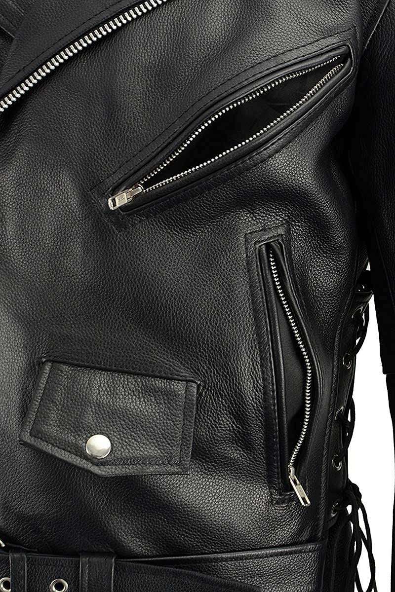 Milwaukee Men's Classic Side Lace Motorcycle Jacket - Genuine Leather Biker Jacket for Men - Perfect for Riding, Cruising & Motorcycle Enthusiasts
