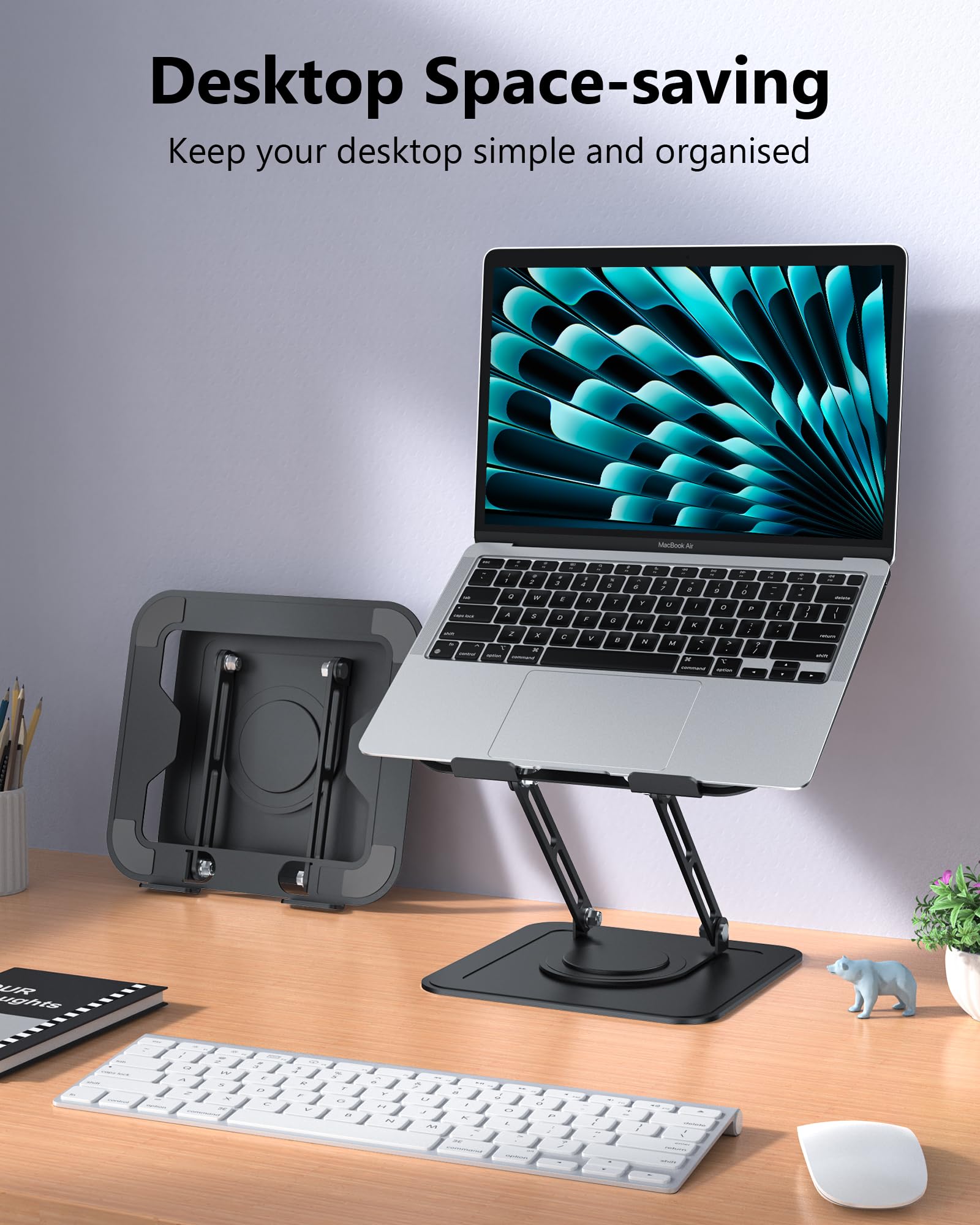NTMY Foldable 360° Rotating Laptop Stand - Ergonomic Adjustable Metal Desk Stand for MacBook, Acer, Lenovo, Dell (10-16