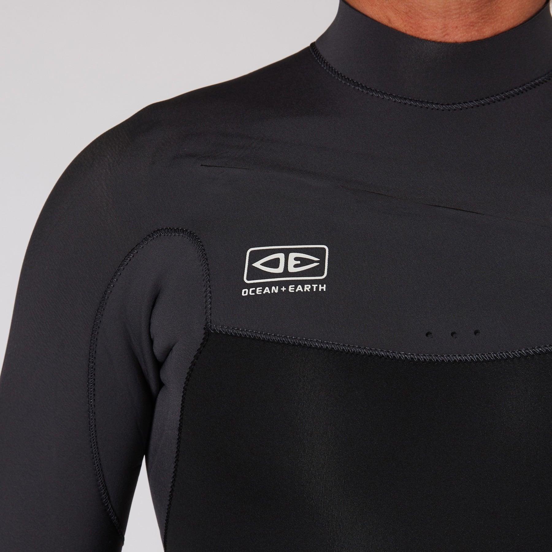 Ocean and Earth Men's Free Flex Steamer Wetsuit - Charcoal Black for Surfing, Diving & Water Sports