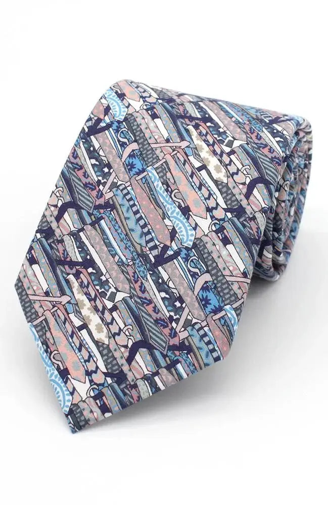 Premium LA Smith Blue Men's Silk Tie - Classic Liberty Fabric Necktie for Business, Weddings & Formal Occasions
