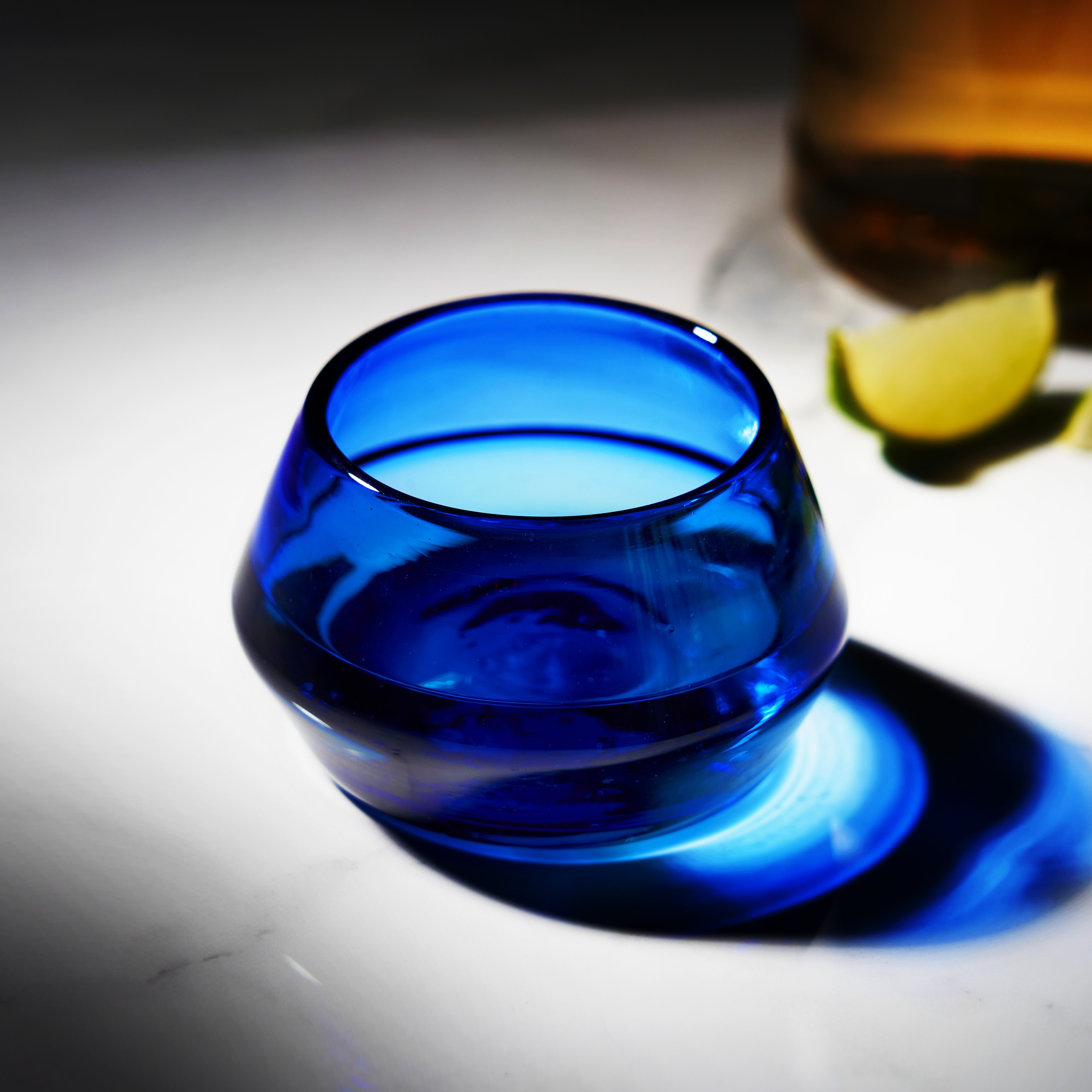 Premium Cobalt Blue Tequila Copita Glass - Authentic Mexican Shot Glass for Tequila Tasting, Sipping & Home Bar Decor