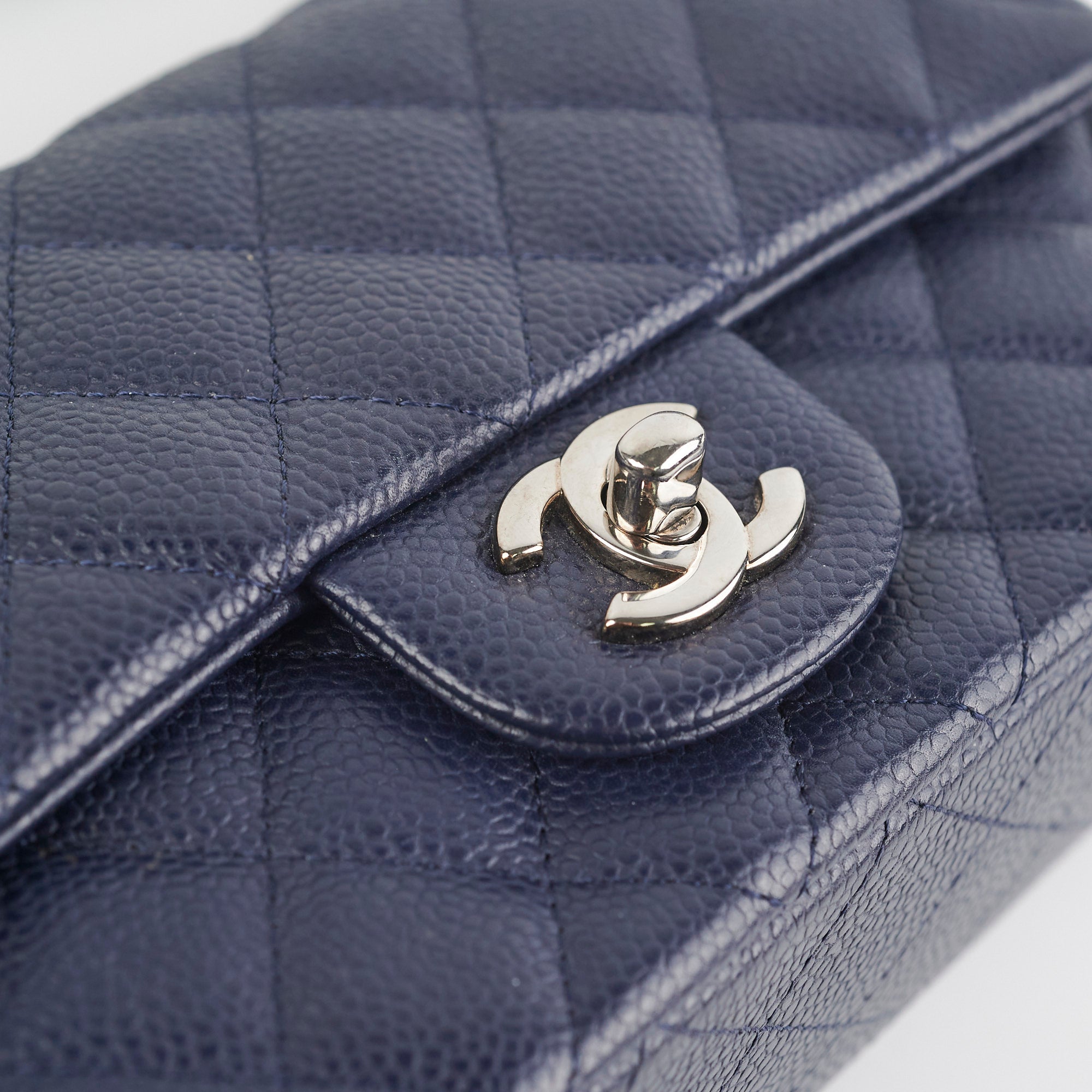 Chanel Mini Rectangular Flap Bag in Navy Blue Caviar Leather - Perfect for Evening Events & Luxury Fashion Accessories