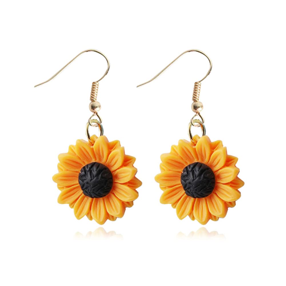Handmade Resin Sunflower Dangle Earrings for Women - Boho Summer Daisy Drop Earrings, Cute Floral Jewelry Gift for Girls & Women | Perfect for Weddings, Parties & Everyday Wear