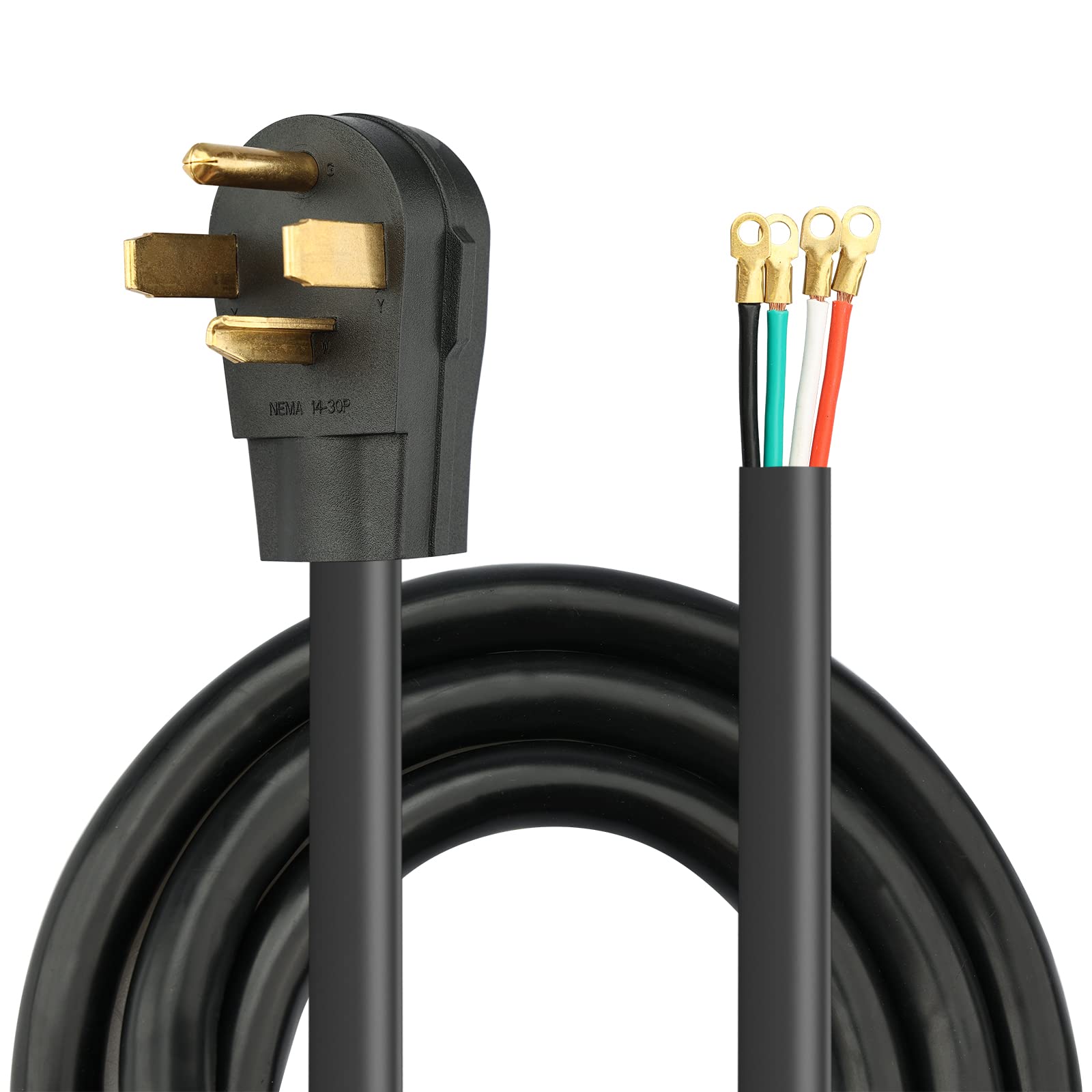 RVMATE 30 Amp 4 Prong SRDT Dryer Cord 5 Feet - NEMA 14-30P to 4-Wire Appliance Power Cord with O Ring Terminal Connectors | 100% Copper Wire | ETL Listed | Perfect for Electric Dryers, RVs, and Heavy-Duty Appliances