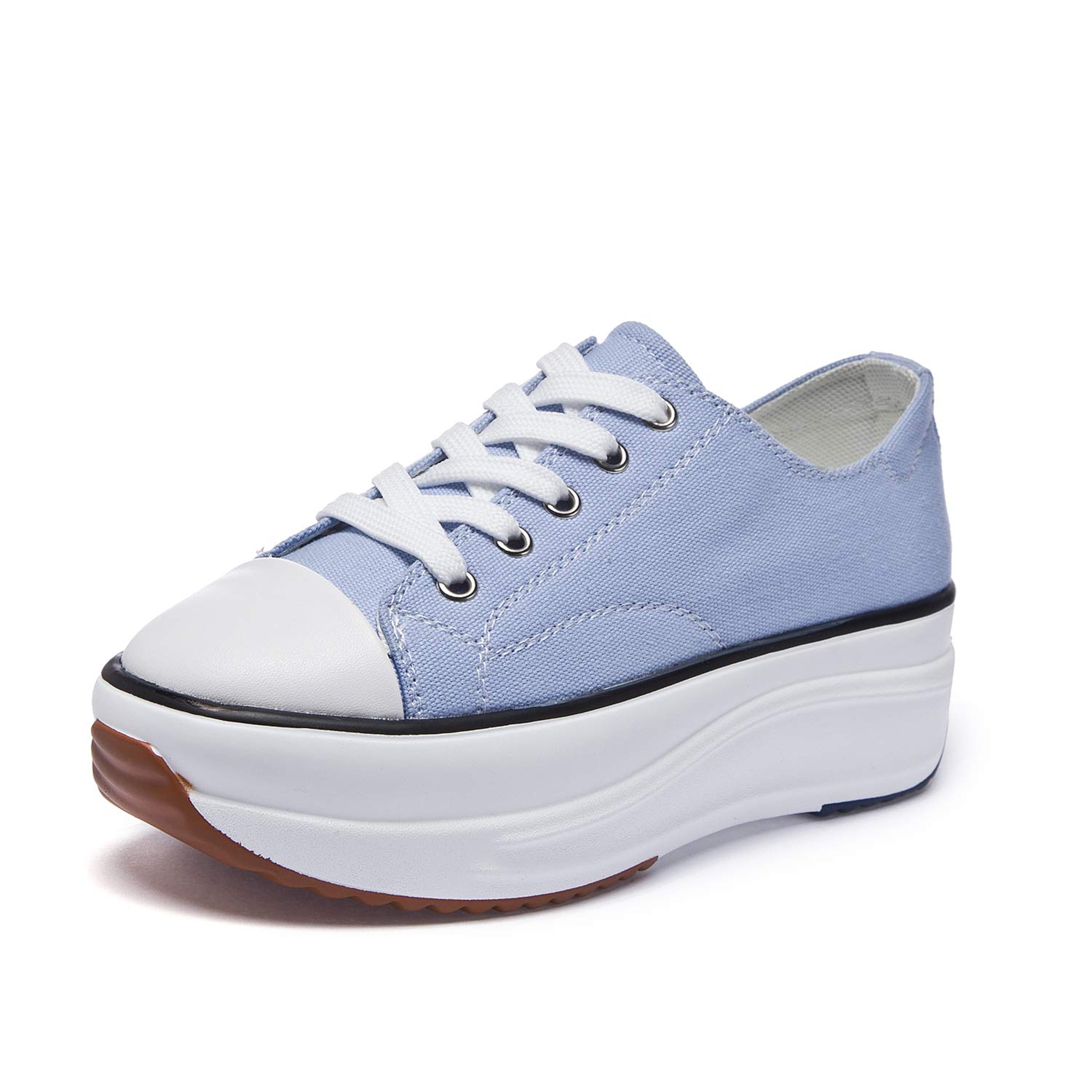 Women's Fashion High Heel Canvas Sneakers - Comfortable Walking Shoes with Platform Wedge for Casual Wear | Perfect for Office, Dating & Daily Outfits