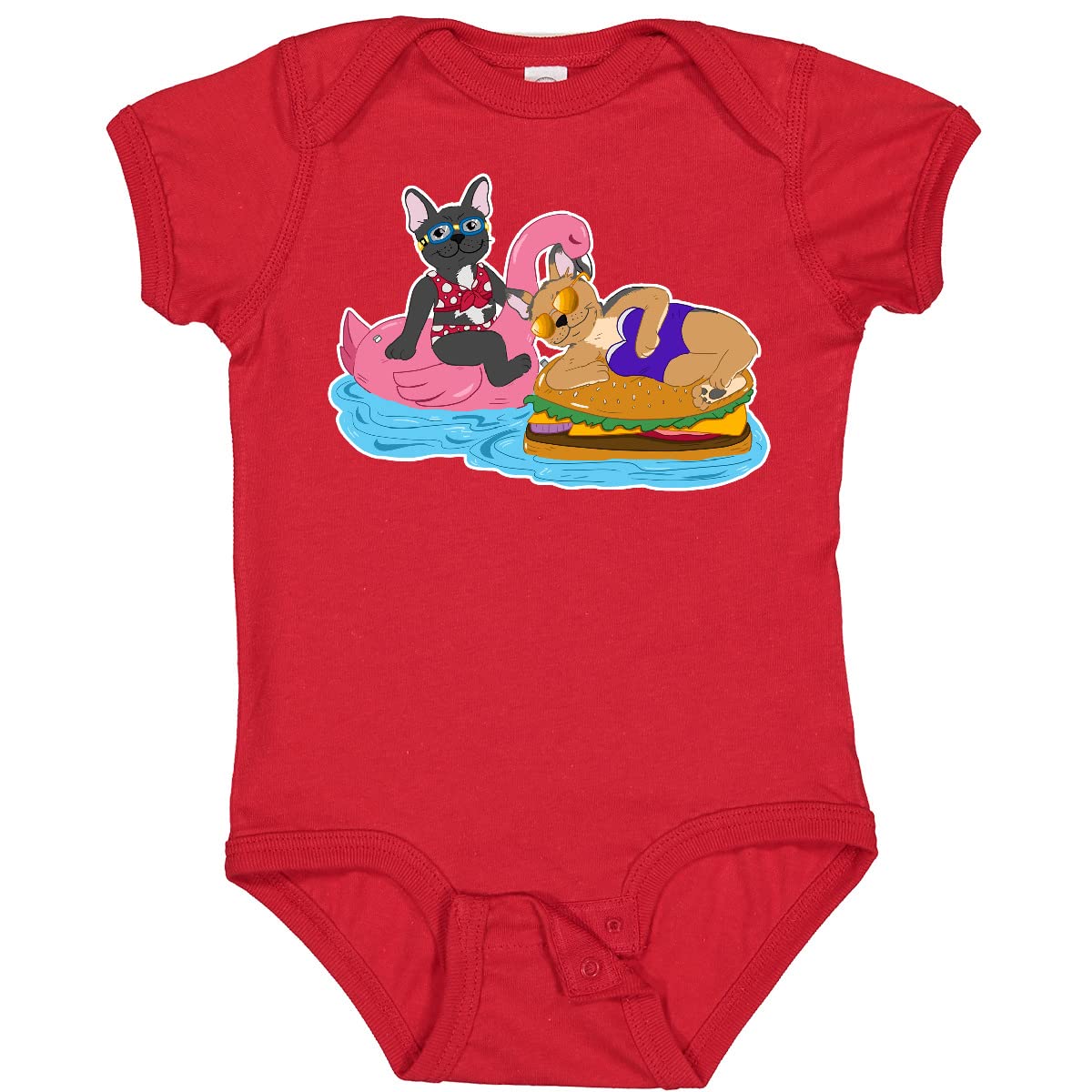 Inktastic Cute French Bulldogs Baby Bodysuit - Adorable Pool Floaties for Infants | Perfect for Beach, Pool Parties & Summer Outings
