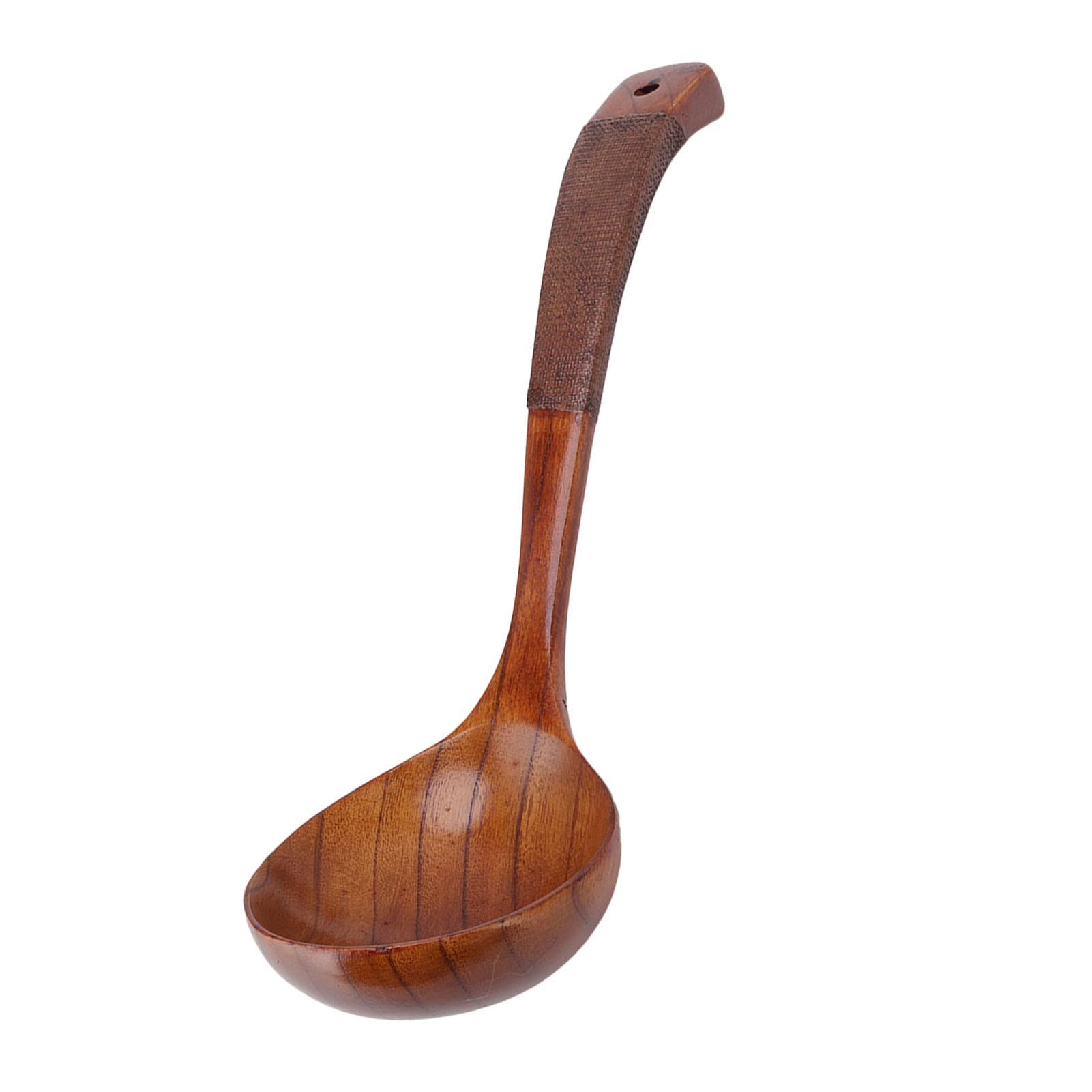 Long Curved Handle Wooden Spoon - Large Round Cooking Utensil for Soup, Coffee, Salad & Desserts - Perfect for Stirring, Serving & Mixing in Kitchens & Restaurants