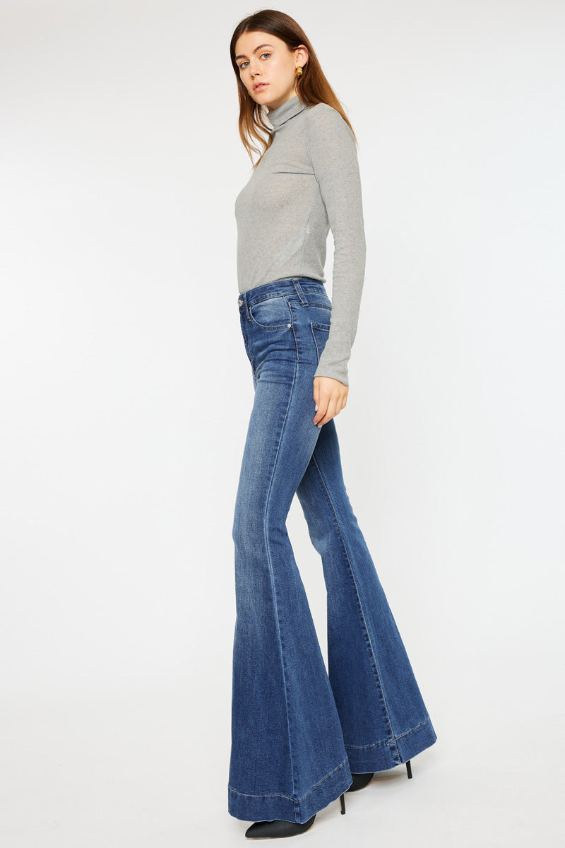 Braelynn Essentials High Rise Super Flare Jeans for Women - Stretchy Denim Pants with Comfortable Fit - Perfect for Casual Outfits, Date Nights & 70s Retro Style