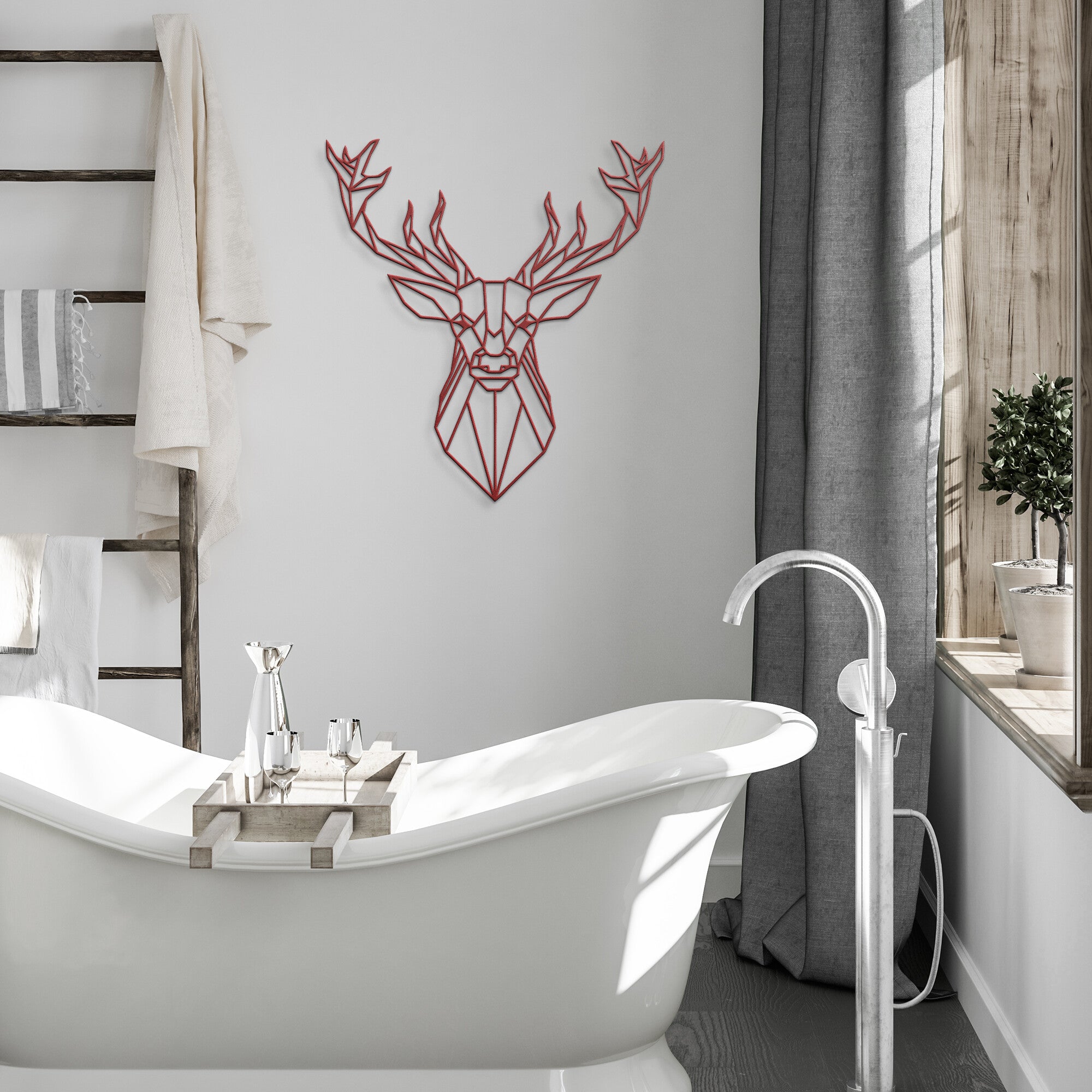 Modern Geometric Deer Metal Wall Art - Handmade Buck Decor for Living Room, Bedroom & Office - Perfect for Rustic, Farmhouse & Nature-Inspired Home Decor