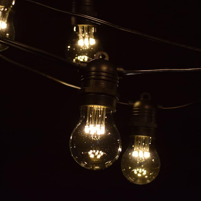 Commercial Grade E26 LED String Lights - 50ft 25 Socket Outdoor/Indoor Lighting with 16 Gauge Wire & 1W A15 Bulbs - Perfect for Patio, Garden, Restaurant, and Wedding Decor