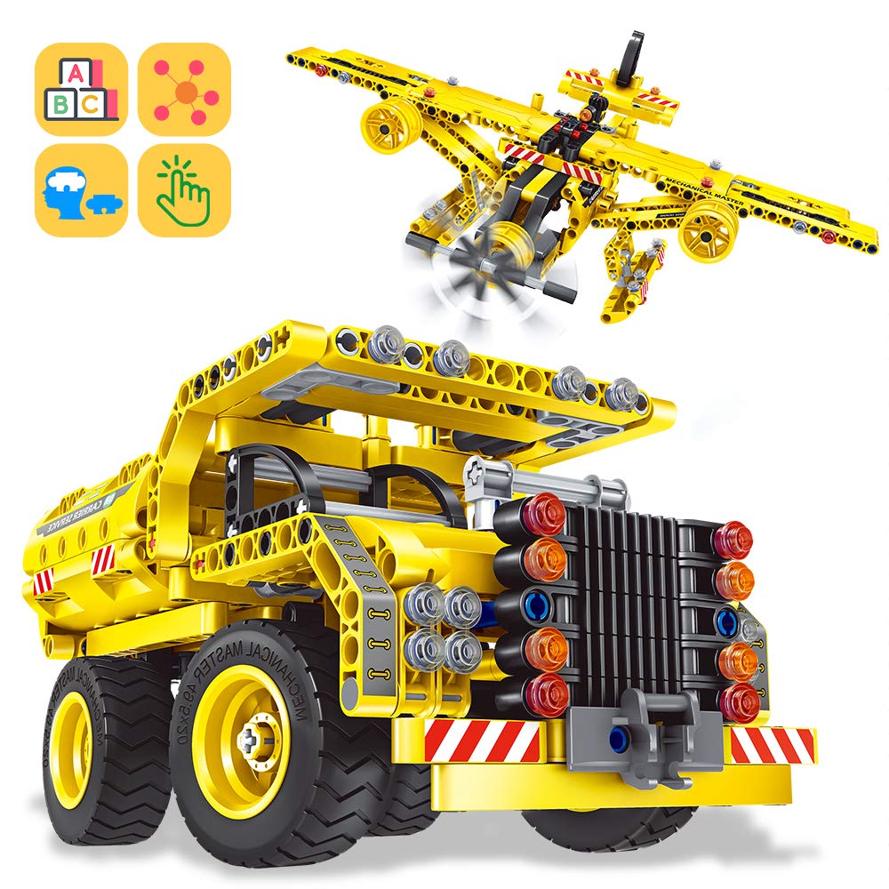 Nuduoki 361PCS STEM Building Toys for Kids Ages 8-12 - Educational Construction Engineering Kit for Boys & Girls - Build Dump Truck & Airplane (2-in-1) - Perfect for School Projects, Birthday Gifts & Creative Play