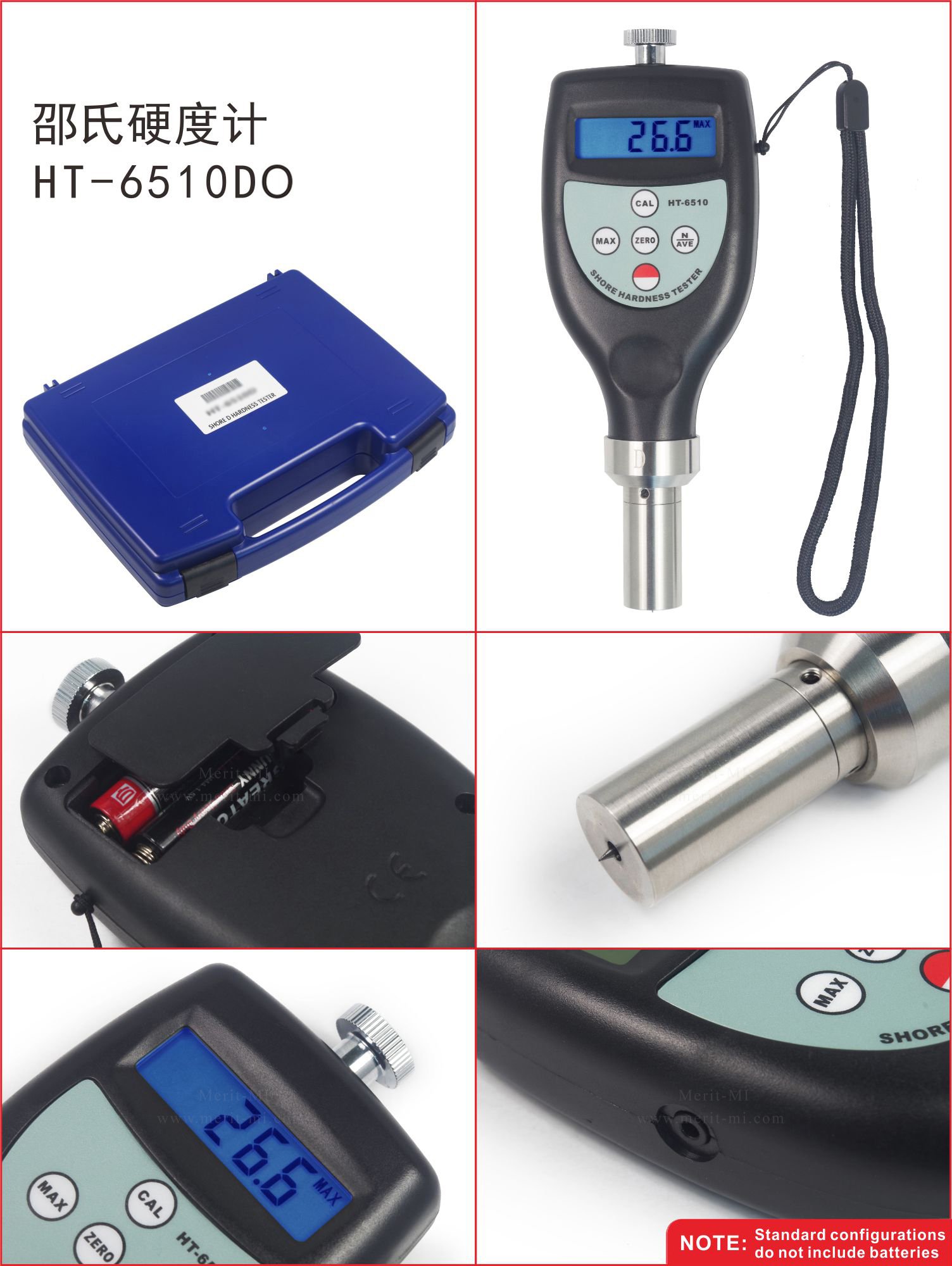 HT-6510DO Shore Hardness Tester | Digital Durometer Meter with 1.2mm Spherical Radius | Accurate Rubber & Plastic Hardness Testing | Ideal for Quality Control in Manufacturing & Laboratories