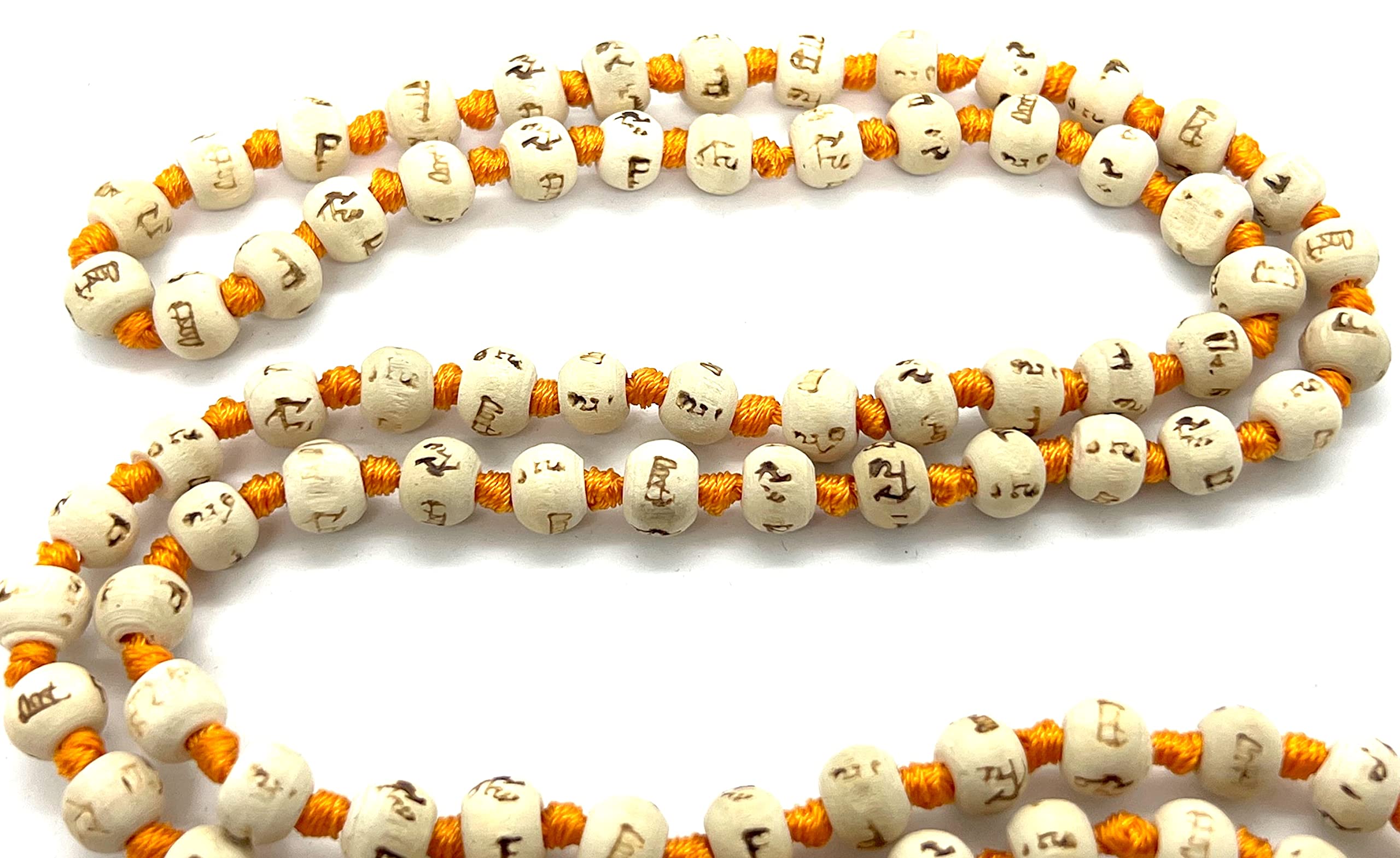 Hand Knotted Tulsi Mala Necklace - 8mm 108 Prayer Beads for Meditation & Yoga, Heart Chakra Alignment with Ram Engraving - Spiritual Jewelry for Mindfulness Practice & Hindu Devotion