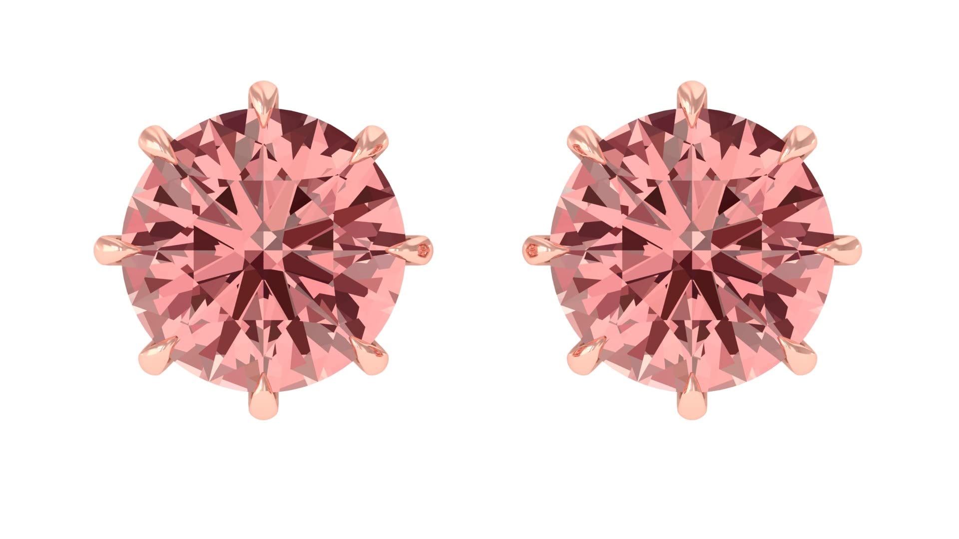 4.50 MM Round Cut Morganite Solitaire Stud Earrings for Women - 14K Solid Gold Certified Morganite Earrings - Perfect for Weddings, Anniversaries & Special Occasions
