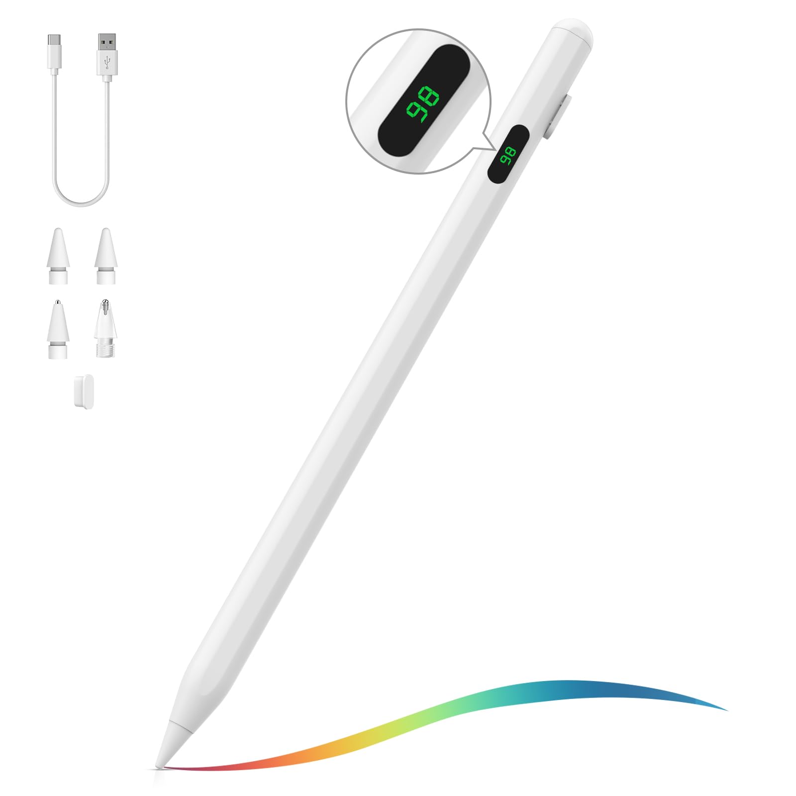 MoKo Stylus Pen for iPad 2018-2024 | USB-C Rechargeable Apple Pencil Alternative with LED Power Display | Compatible with iPad Pro 13/11