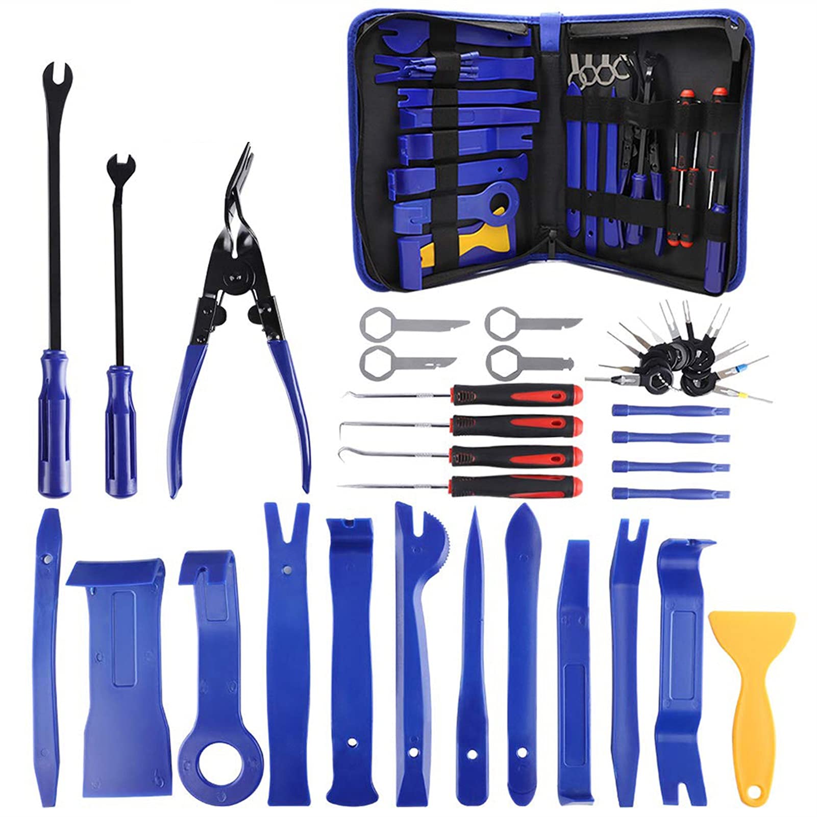 7-Piece Red Car Audio Disassembly Tool Kit - Auto Radio Panel Door Clip Remover, Trim Pry Tool Set for Professional Car Stereo Installation & Repair | Perfect for DIY Car Audio Upgrades & Maintenance