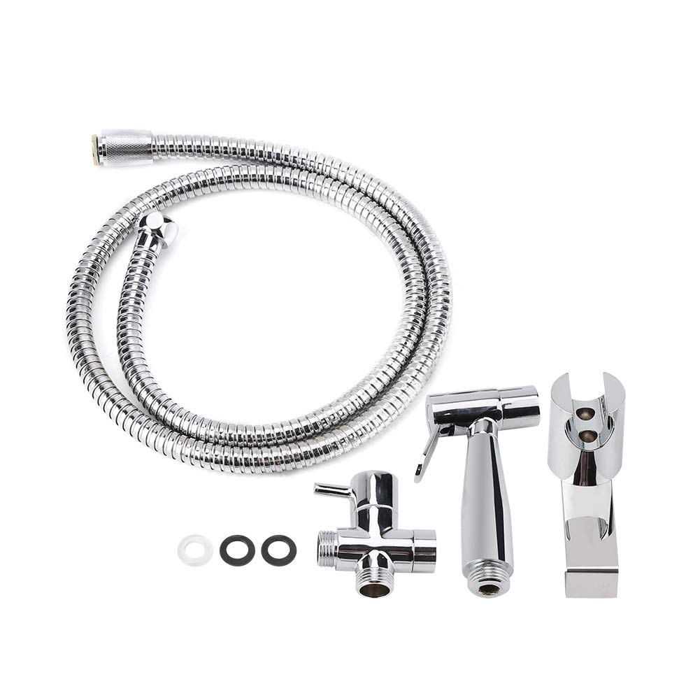 Ymiko Solid Brass Wall-Mounted Bidet Sprayer Kit - Mechanical Handheld Toilet Bidet with Water Spray for Bathroom Cleaning (Silver) | Perfect for Hygienic Toilet Care & Modern Bathroom Upgrades