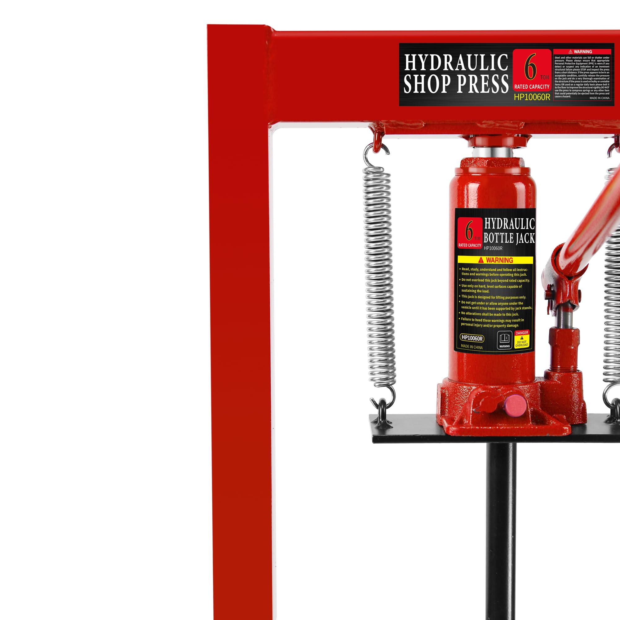 6 Ton Hydraulic Shop Press - H-Frame Floor & Benchtop Press with Adjustable Plates for Metalworking, Woodworking & Auto Repair | Heavy Duty Garage Tool for Bearing Removal, Riveting & Straightening | Pullafun Red Hydraulic Press