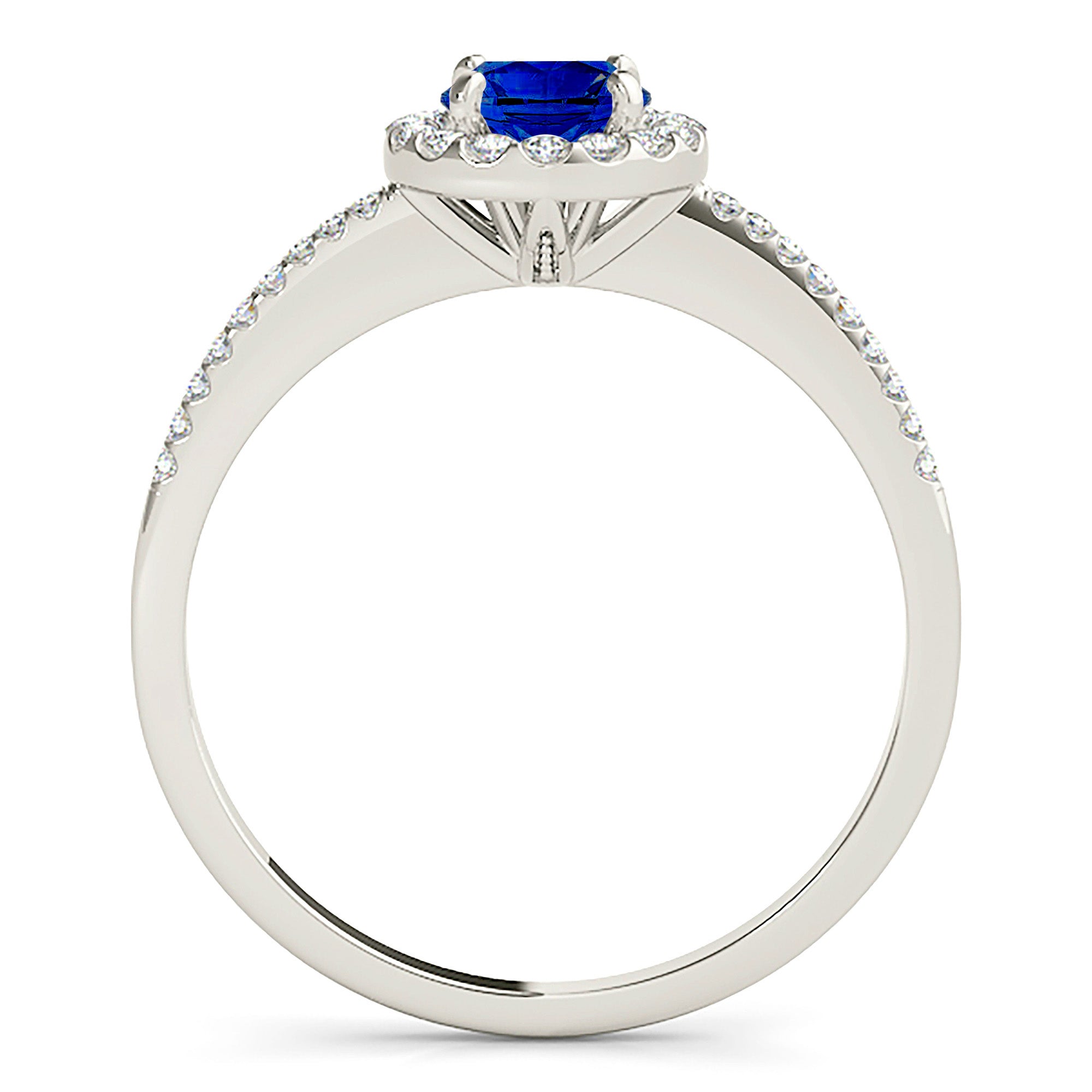 1.35 Carat Genuine Blue Sapphire Halo Ring in Sterling Silver - Elegant Engagement & Wedding Jewelry for Women - Perfect for Proposals, Anniversaries & Special Occasions