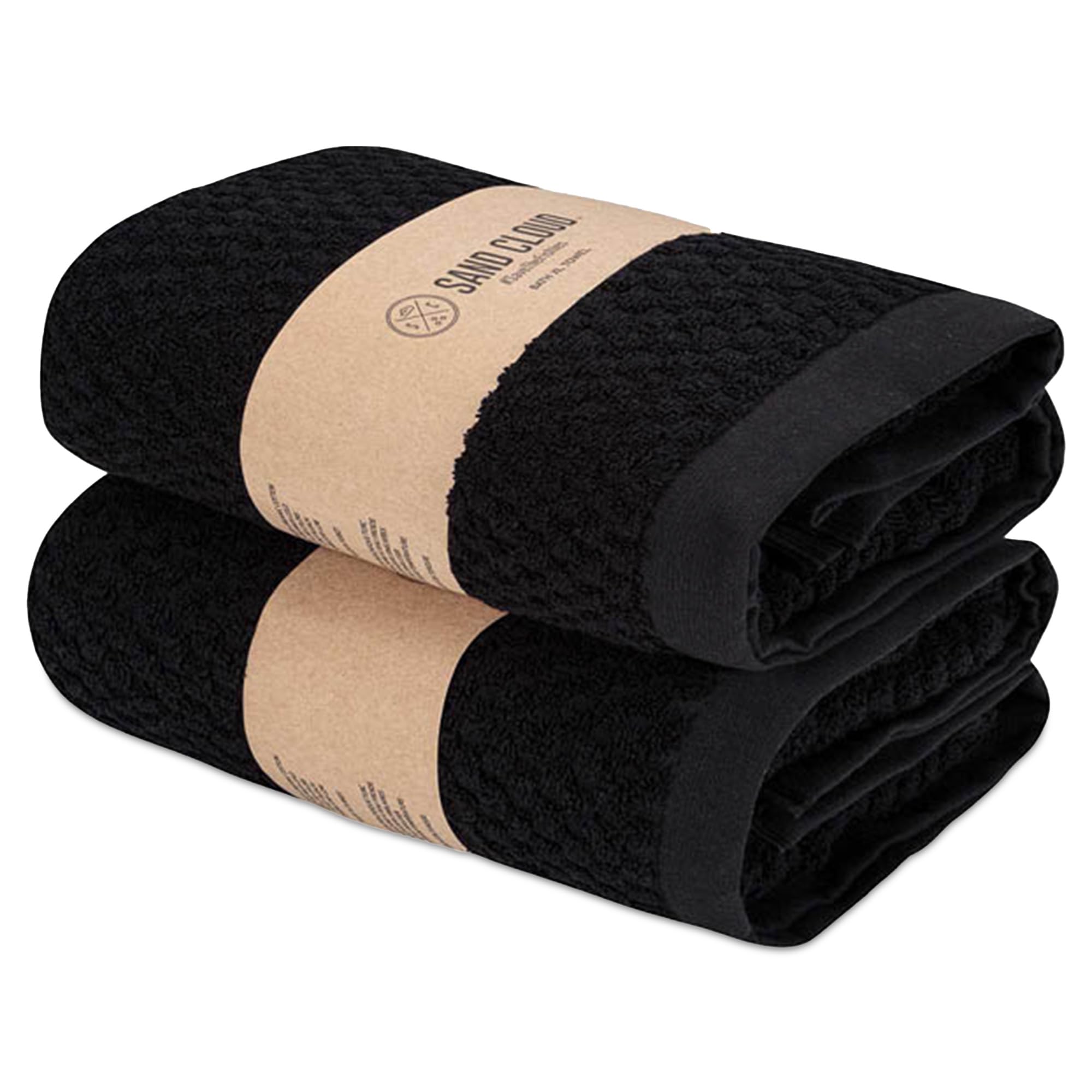Premium Sand Cloud Turkish Bath Towels Set of 2 - Ultra Soft Organic Cotton, Highly Absorbent & Quick Dry (Atom Black, Large) - Luxury Bathroom & Beach Towels for Spa, Pool, and Home Use