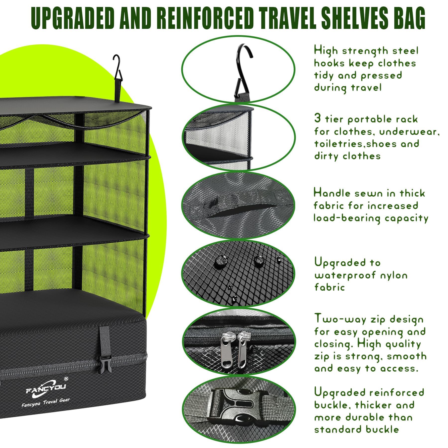 Premium Hanging Packing Cubes for Suitcase - 17x12x24in Travel Organizer Bags with Upgraded Nylon Fabric | Compression Packing & Unpacking in One Step | Perfect for Business Travel, Vacation & Weekend Getaways