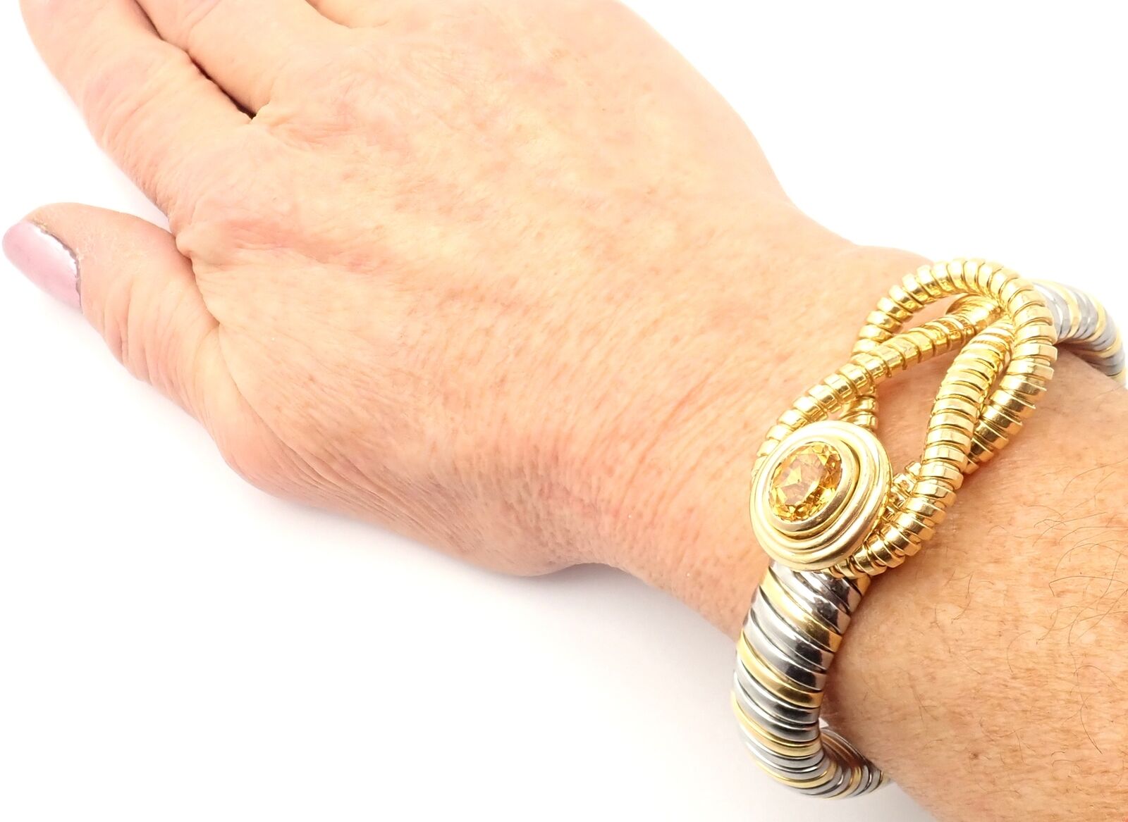 Authentic Cartier Hercules Knot 18K Yellow Gold & Stainless Steel Citrine Bracelet for Women | Luxury Jewelry Gift for Anniversary, Birthday & Special Occasions