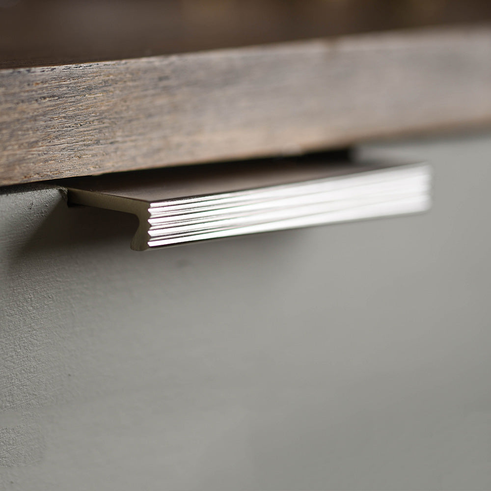 Polished Nickel Reeded Edge Cabinet Pull Handle - Modern Kitchen & Bathroom Drawer Hardware for Home Renovation & Furniture Upgrade