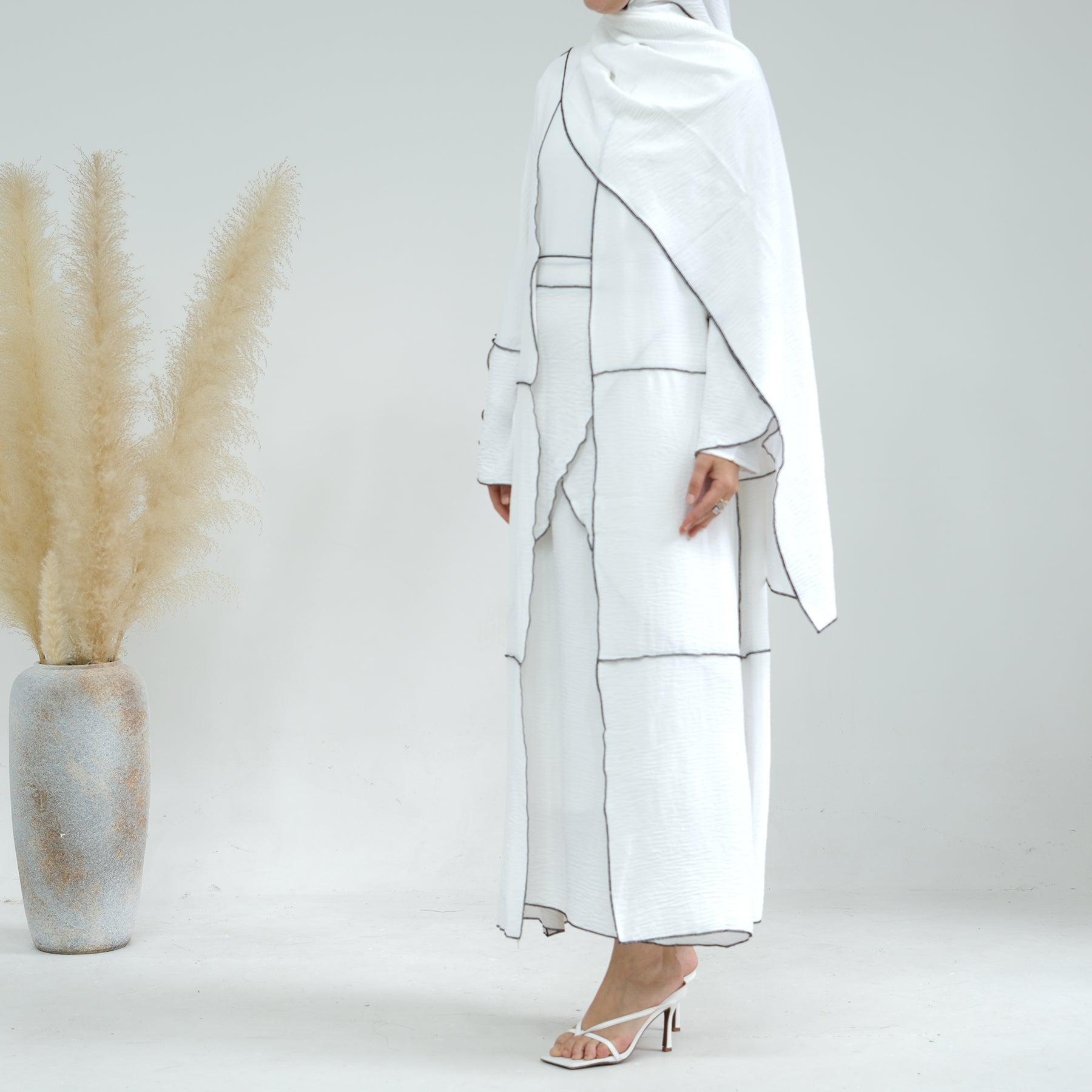 Nadia 4-Piece Abaya Set in White | Modest Islamic Prayer Dress for Women | Perfect for Eid, Ramadan & Mosque