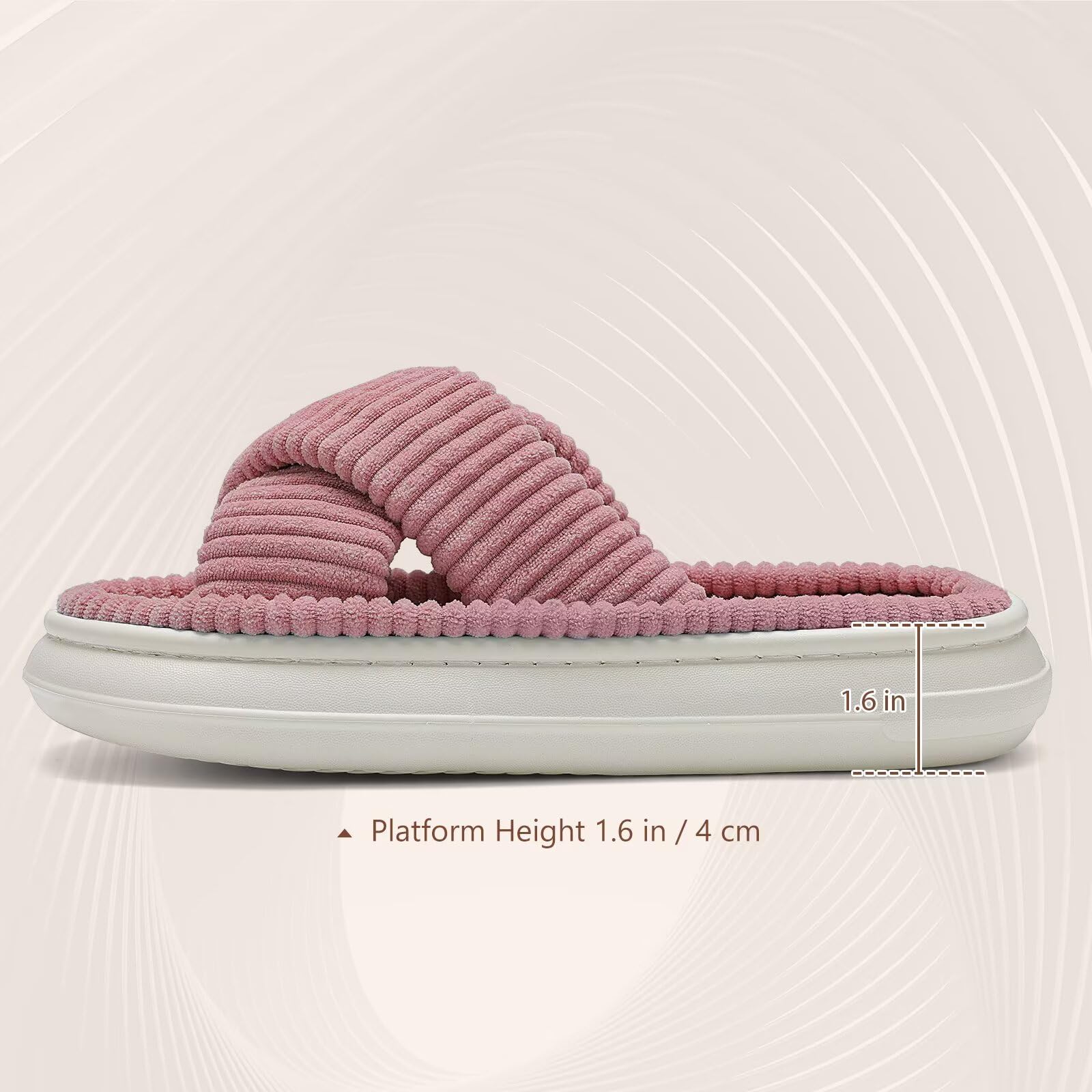 NineCiFun Women's Platform Slippers - Comfortable Open Toe Slide Sandals for Indoor & Outdoor Use - Perfect for Summer, Home, Bedroom, and Beach Wear