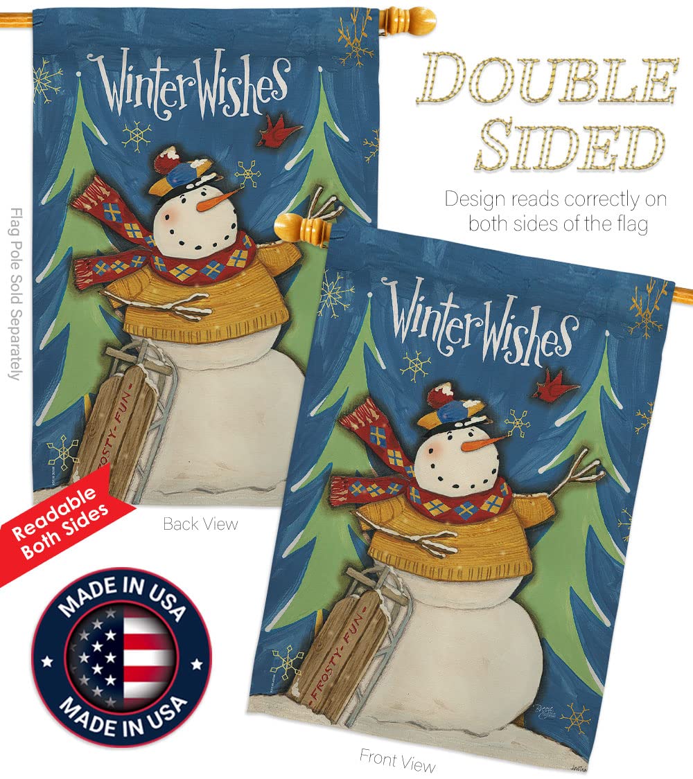Winter Snowman House Flag - Double-Sided Yard Decor for Christmas
