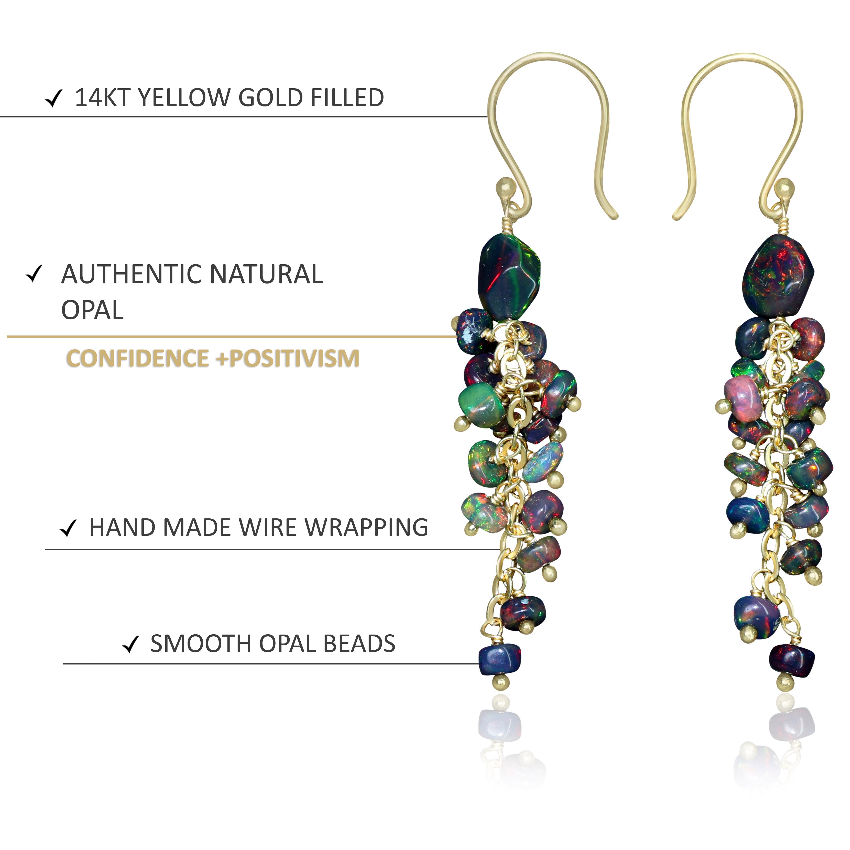 Handmade Black Opal Drop Dangle Earrings for Women – Elegant Boho Jewelry for Parties, Weddings & Special Occasions