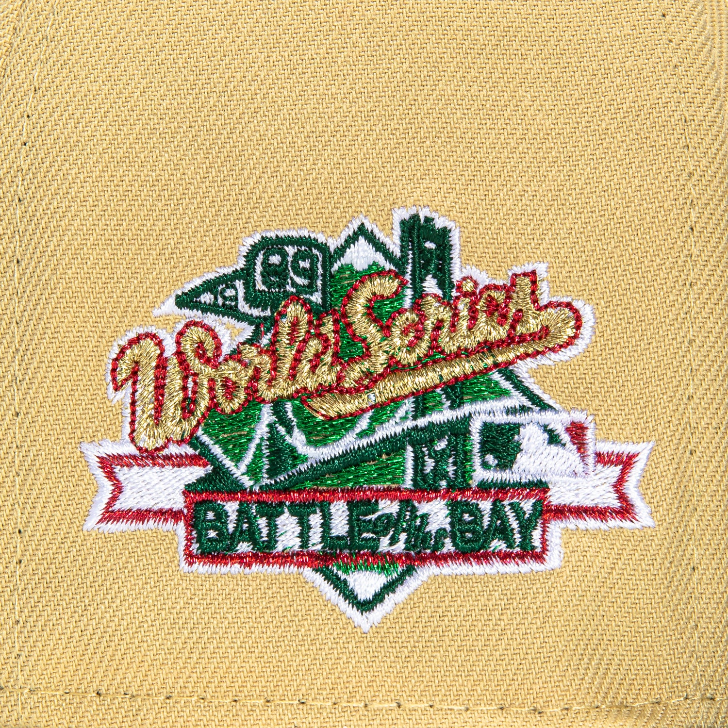 New Era 59Fifty Oakland Athletics Battle of the Bay Patch Snapback Hat - Tan, Green & Metallic Gold - Official MLB Baseball Cap for Fans & Streetwear Fashion