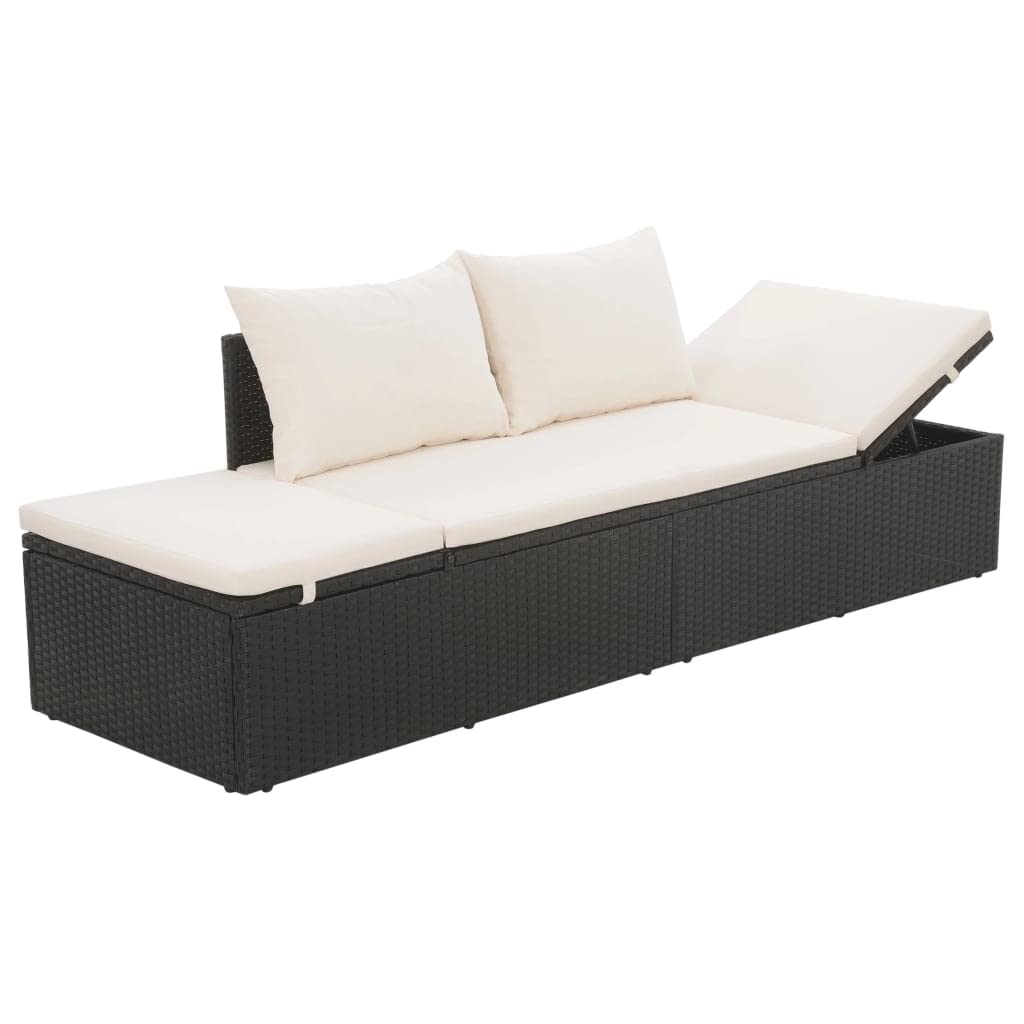 Outdoor Canopy Bed with Poly Rattan Frame - 76.8