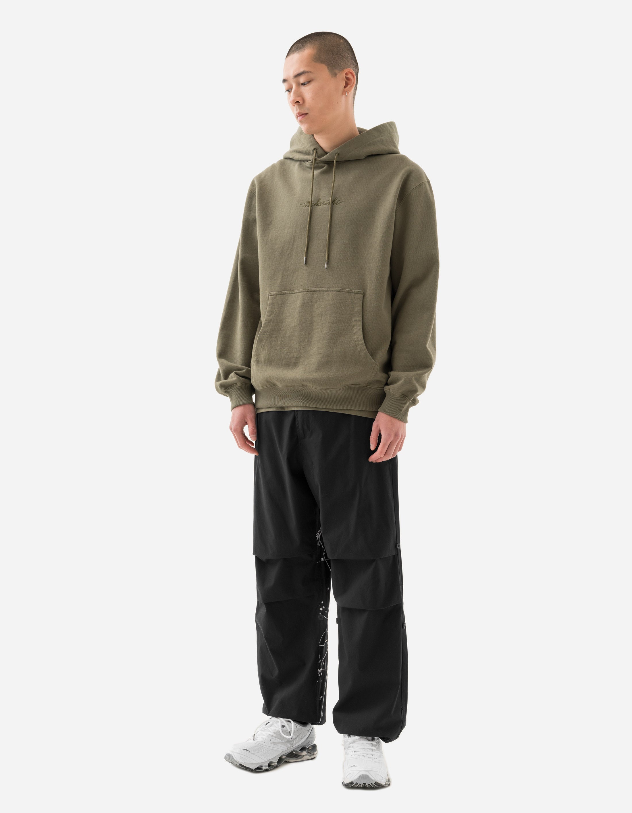 4622 Maharishi Organic Cotton Hooded Sweatshirt for Men - Olive Green Pullover Hoodie for Casual Wear & Street Style Fashion