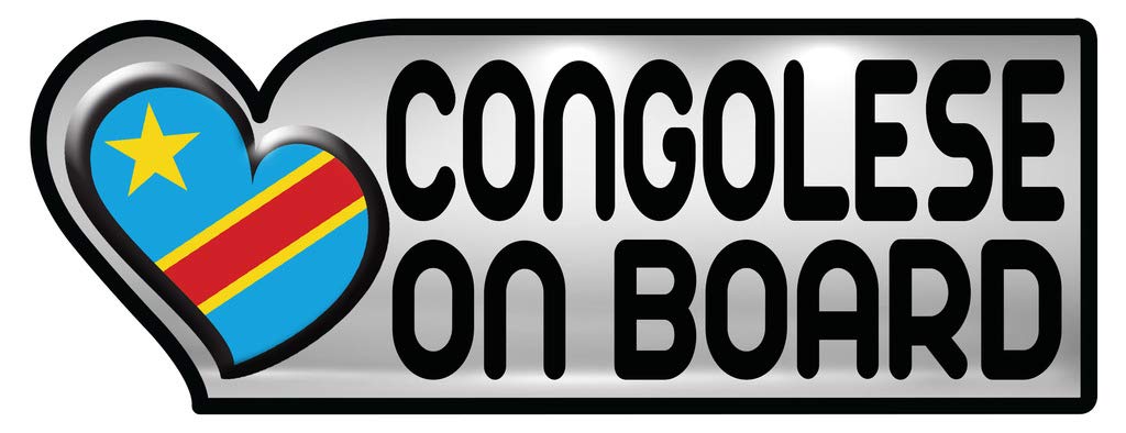 Congolese Congo ON Board Country Flag Sticker Bumper Decal - 4 x 11.5 inches - Perfect for Cars, Laptops, Water Bottles & Travel Accessories