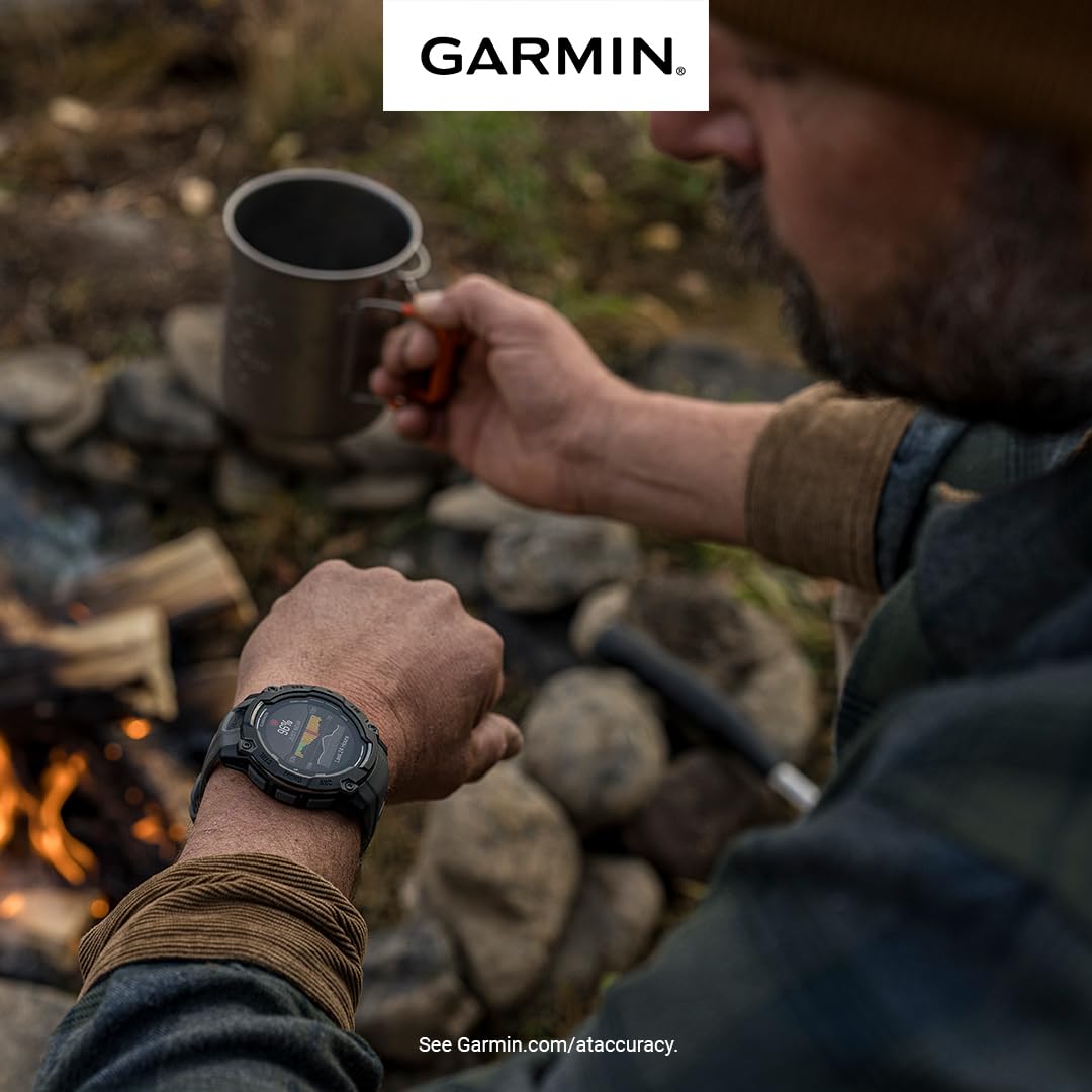 Garmin Instinct 3 50mm AMOLED GPS Smartwatch - Rugged Outdoor Watch with Metal Bezel, Built-in Flashlight, 24-Day Battery Life (Neo Tropic/Twilight) | Tactical Bundle for Hiking, Camping & Military Use